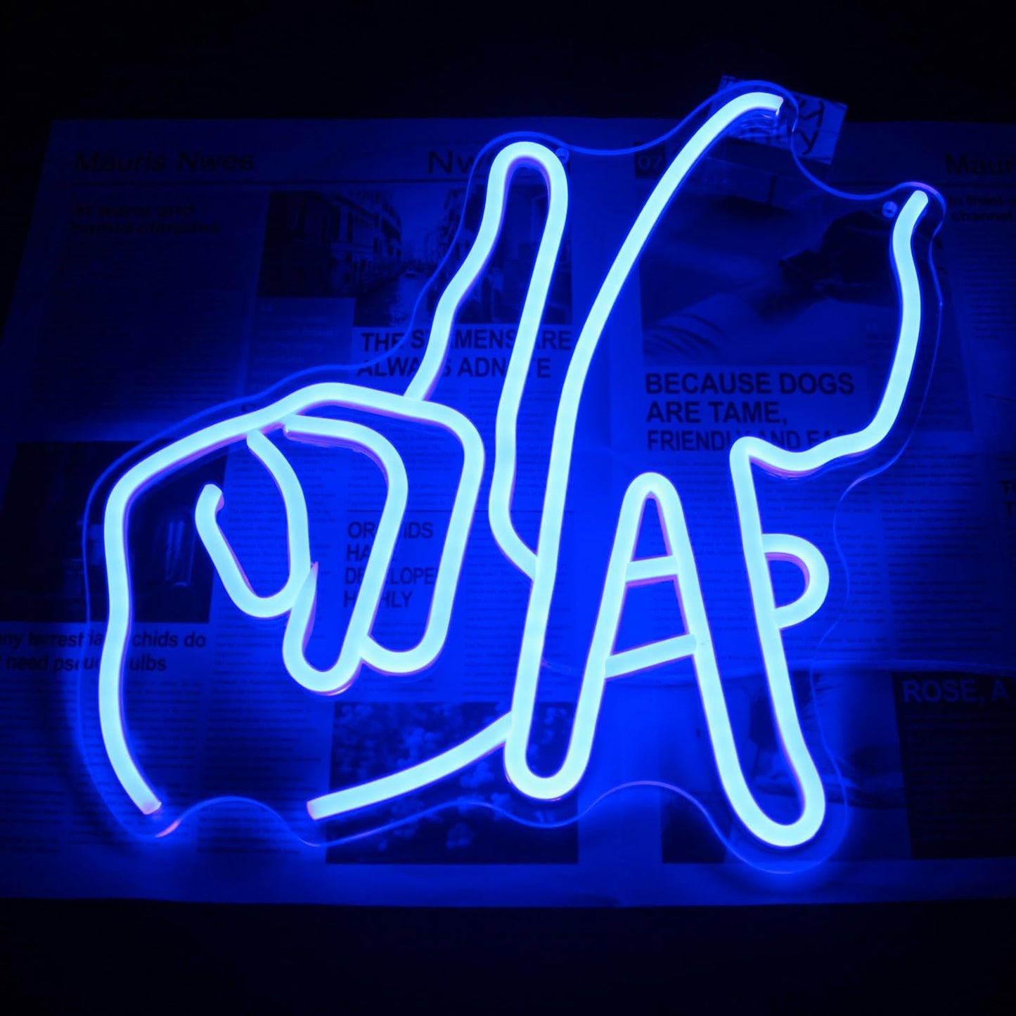 Los Angeles Gesture Neon Sign Baseball Team Neon Lights for Man Cave Decor Blue Letters Gesture LED Sign Fingers Neon Wall Sign LA Neon Signs for Wall Bedroom Garage Game Room Decor