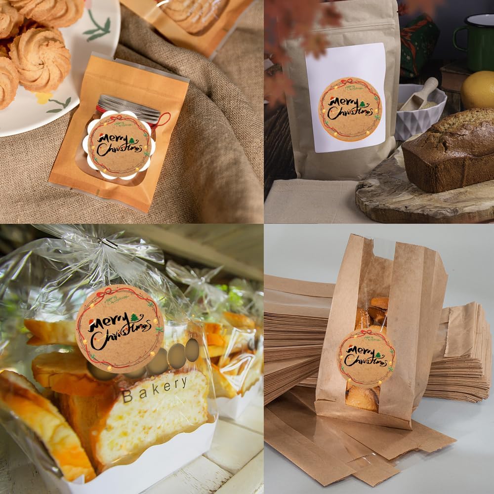 100-1000pcs Custom Stickers Merry Christmas Stickers Personalized Labels Adhesive Xmas Decorative Envelope Seals Stickers for Cards Gift Boxes(Round-8)