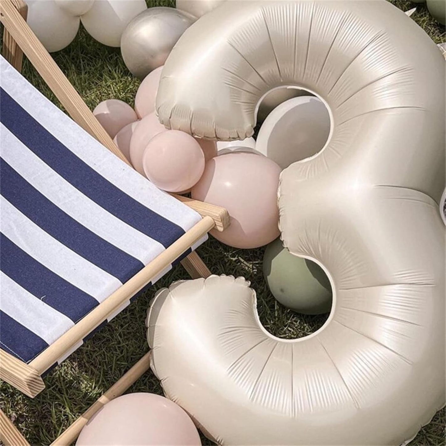 40'' Beige Number 7 Balloons, Giant Self Inflating Cream Foil Number Balloons Set 0-9, Large White Sand Digital 7 Helium Balloon for Girls Boys 7th Birthday Party Decorations Anniversary Supplies