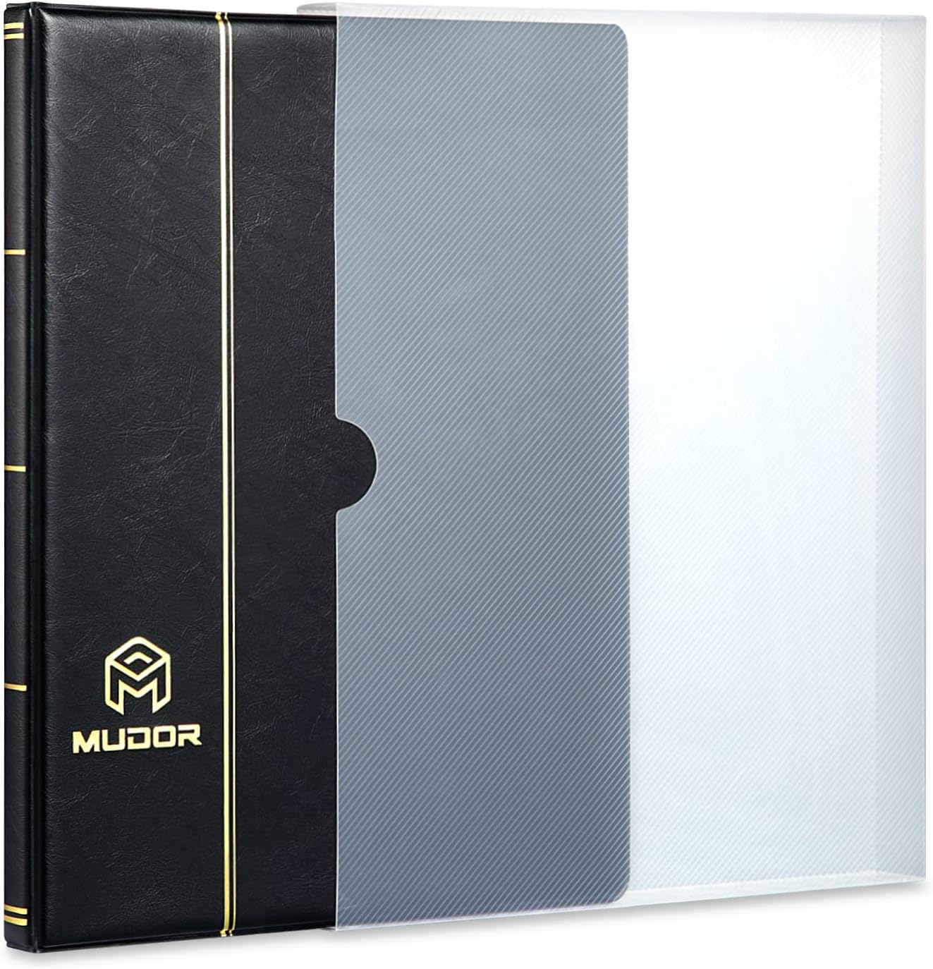 MUDOR Stamp Collecting Album, 2 Rows Pockets Stockbook for Collectors, 10 Sheets, Black