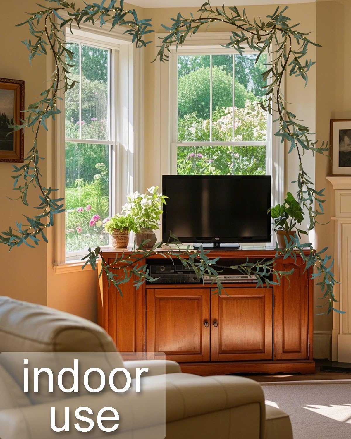 Birchlitland Lighted Olive Garland Battery Operated with Timer 6FT 96 LED Fairy Lights, Faux Vine with Lights for Mantel Fireplace Wall Patio Wedding and Holiday Decor