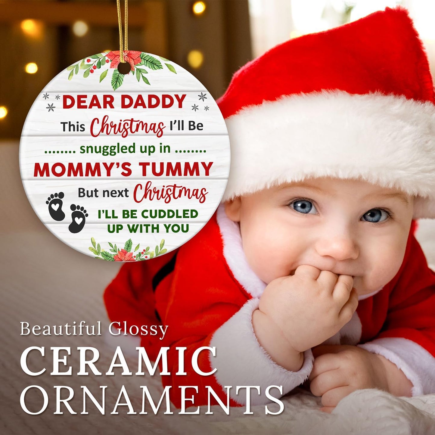 HEXMOZ First Time Dad Gifts - New Dad Gifts - Bumps First Christmas Ornament - Pregnancy Announcement for Husband, Daddy to Be, Soon to Be, 1st Time Daddy Gift - Expecting Baby on The Way