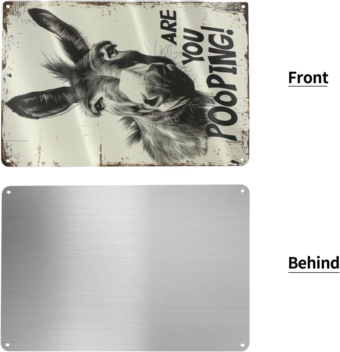 Funny Donkey "Are You Pooping?" Tin Sign - 8x12 Inch Vintage Metal Wall Décor, Humorous Bathroom Sign for Indoor & Outdoor Use, Farmhouse-Style Rustic