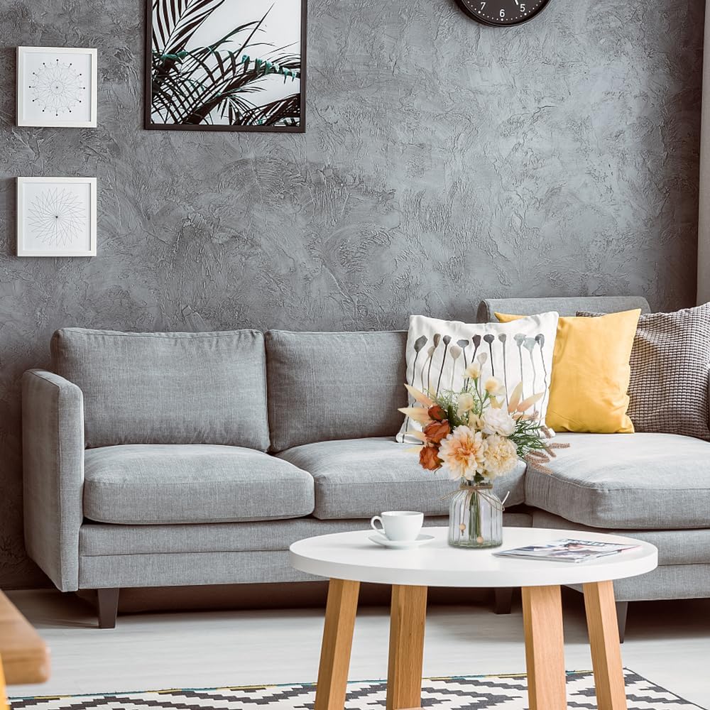 LESING Dahlia Flower Aritificial Flower with Vase Fake Silk Flowers in Glass Vase, Faux Rose Flowers Arrangement for Home Office Table Centerpiece Decoration (Champagne)