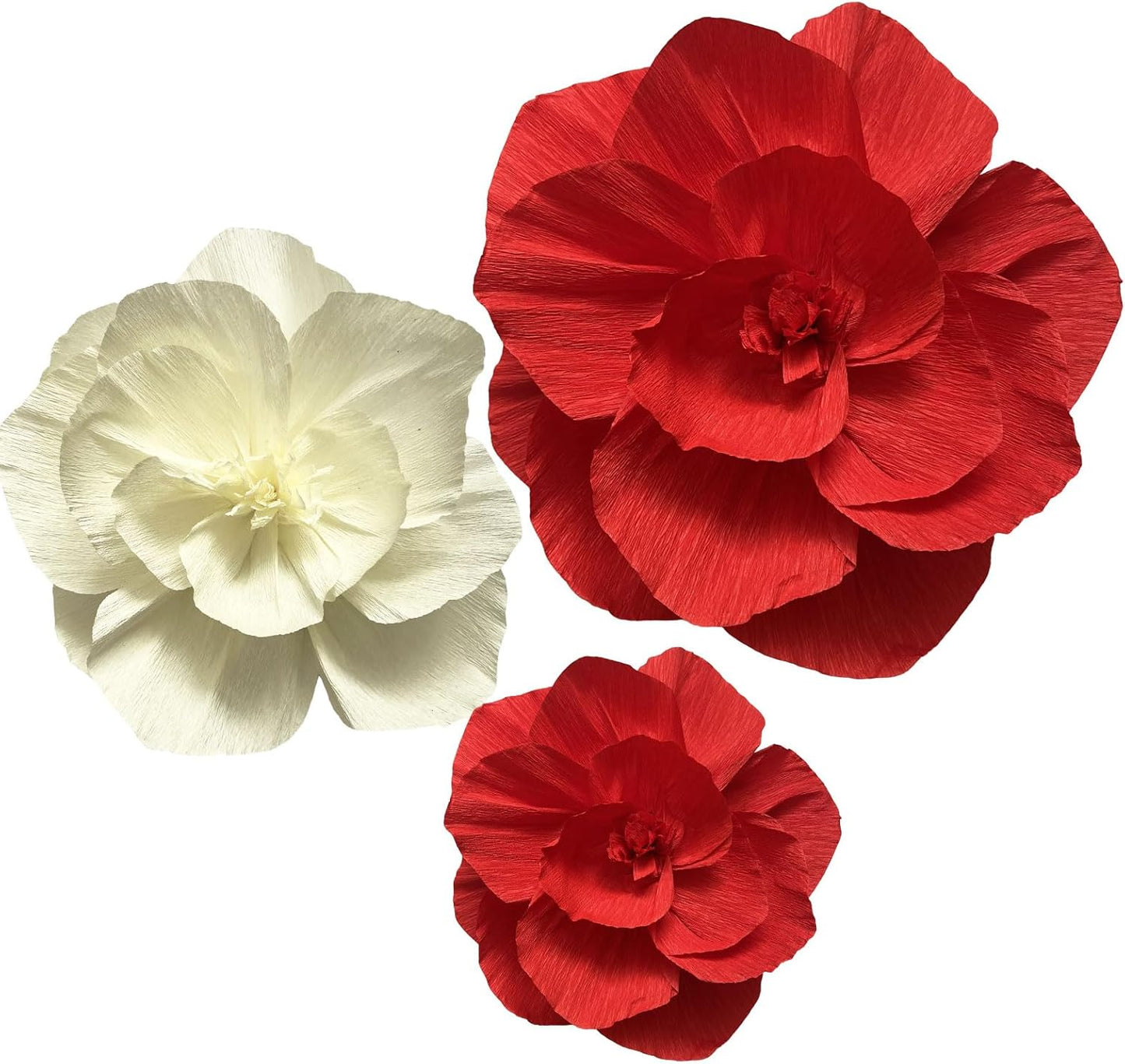 BRT Bearingshui Crepe Paper Flowers Decoration for Wall Total 9 Pcs, Artificial Flowers Backdrop for Wedding Decor Baby Bridal Shower Birthday Party, Red Beige 3D Wall Flowers Decor