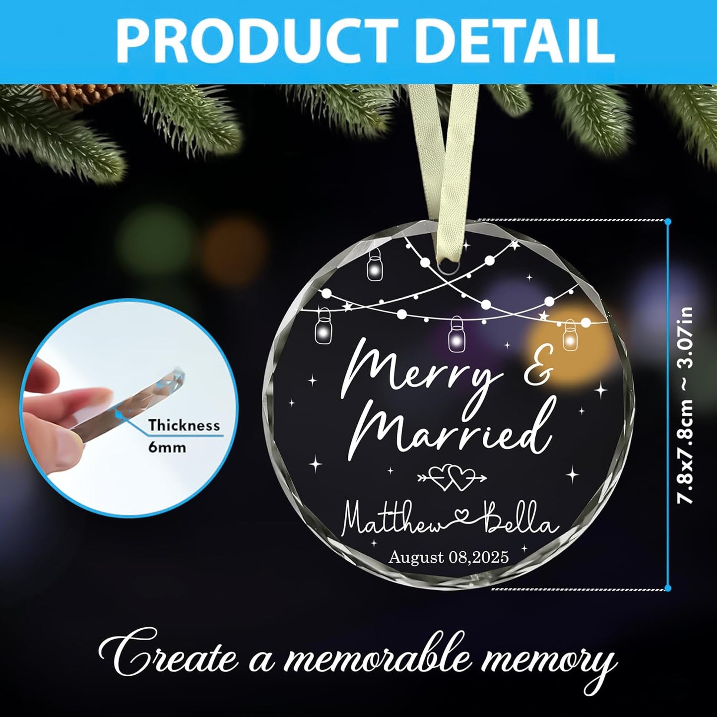 Personalized Wedding Christmas Ornament for Couples 2025 - The Year We Became Mr & Mrs - Merry & Married Christmas Ornaments - Wedding Gifts For Newlywed Couple, Bride And Groom
