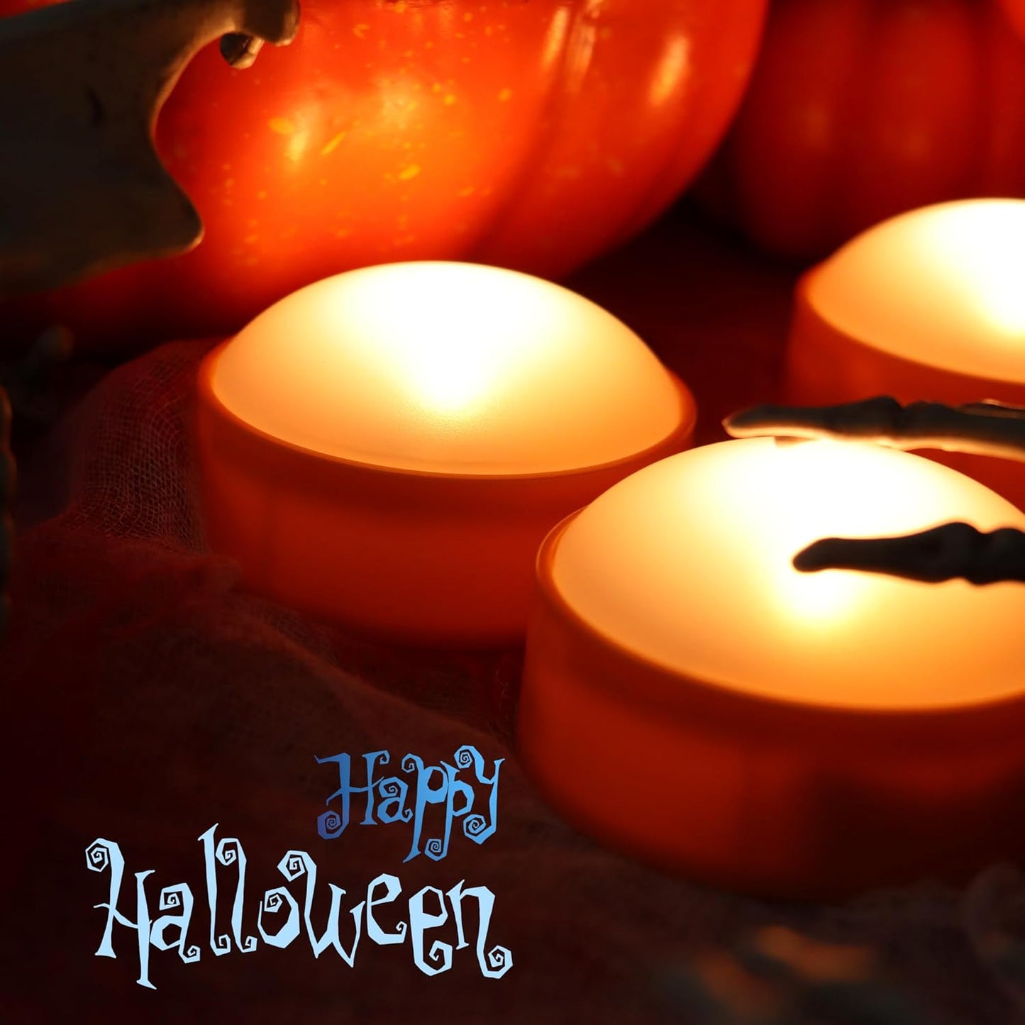 LED Pumpkin Lights with Remote and Timer, Battery Operated Bright Flickering Flameless Candles for Pumpkin Decor, Jack-O-Lantern Halloween Party Decorations,Orange Color, 3 Pack