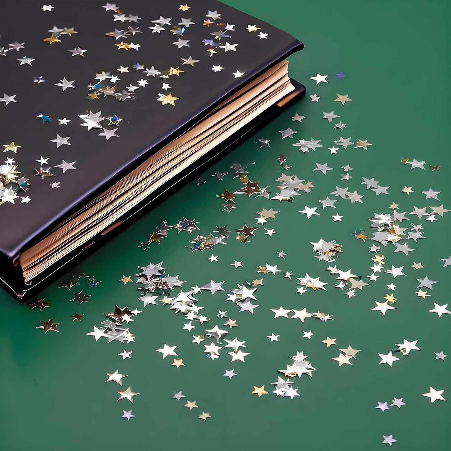 Silver Star Confetti - 60g (2.11OZ) Metallic Shine Stars Table Confetti for Weddings, Parties, New Year – Biodegradable Glitter Stars for Tables, Crafts, Photo Props, Holiday Decorations