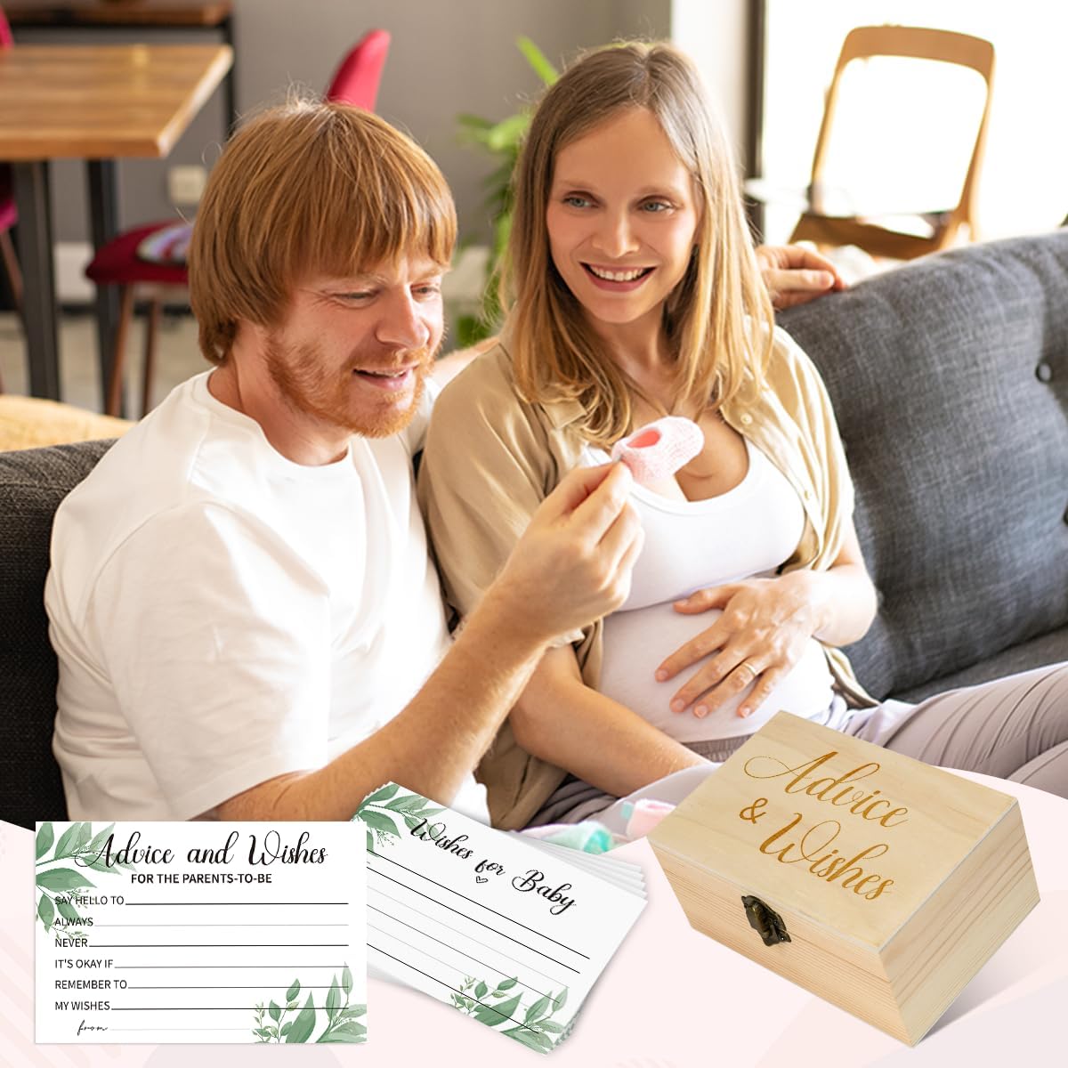 50Pcs Baby Shower Advice Cards with Advice and Wishes Box for New Parents Baby Shower Game Activities Ideas for Guests Baby Decorations for Baby Shower