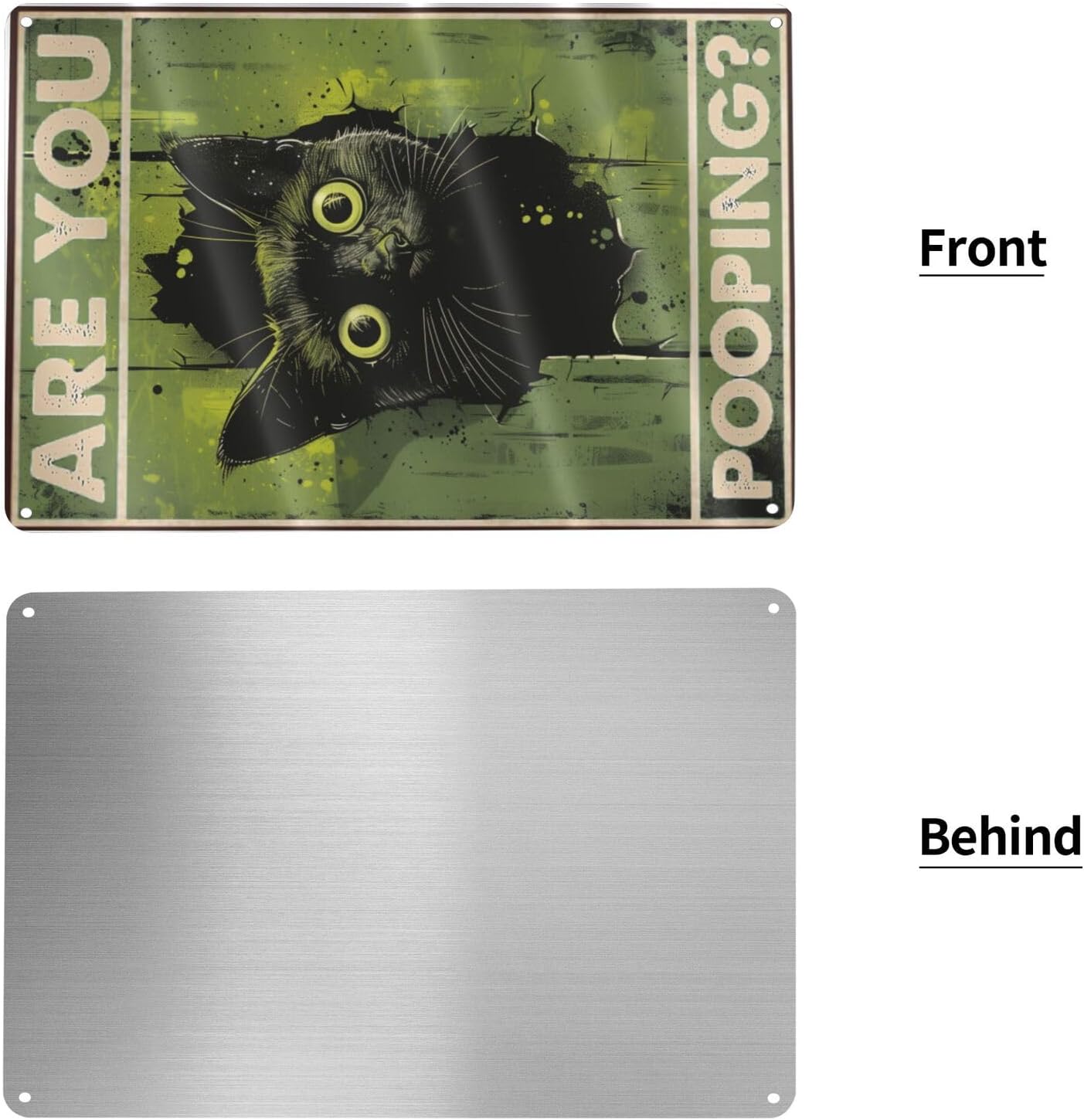 Funny Black Cat "Are You Pooping?" Tin Sign - Humorous Bathroom Wall Décor, 8x12 Inches, Vintage Metal Sign for Indoor & Outdoor Use, Cat Wall Art