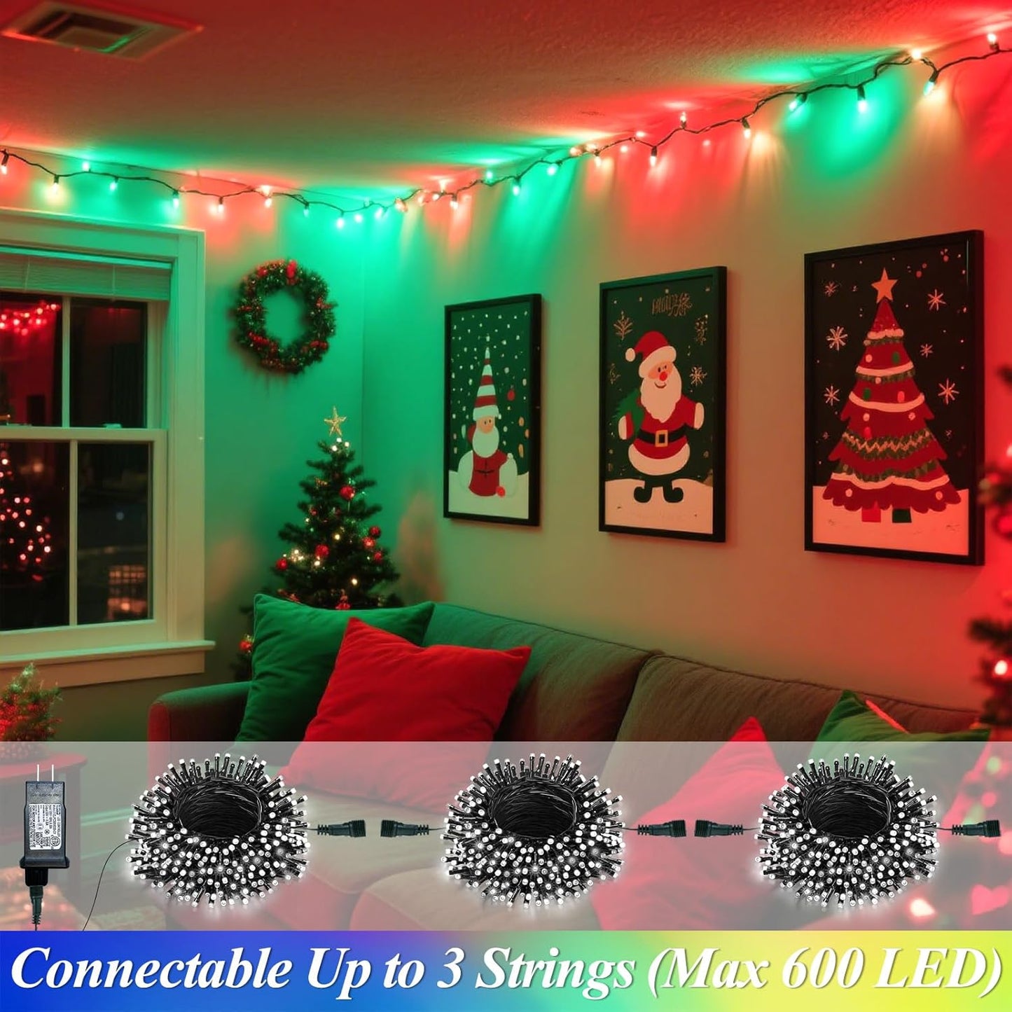 200 LED Christmas Lights Color Changing, 35 Colors 66FT Halloween String Lights with Remote Timer, Connectable Waterproof Twinkle Lights Plug in for Xmas Tree Outdoor Holiday Wedding Party Decor