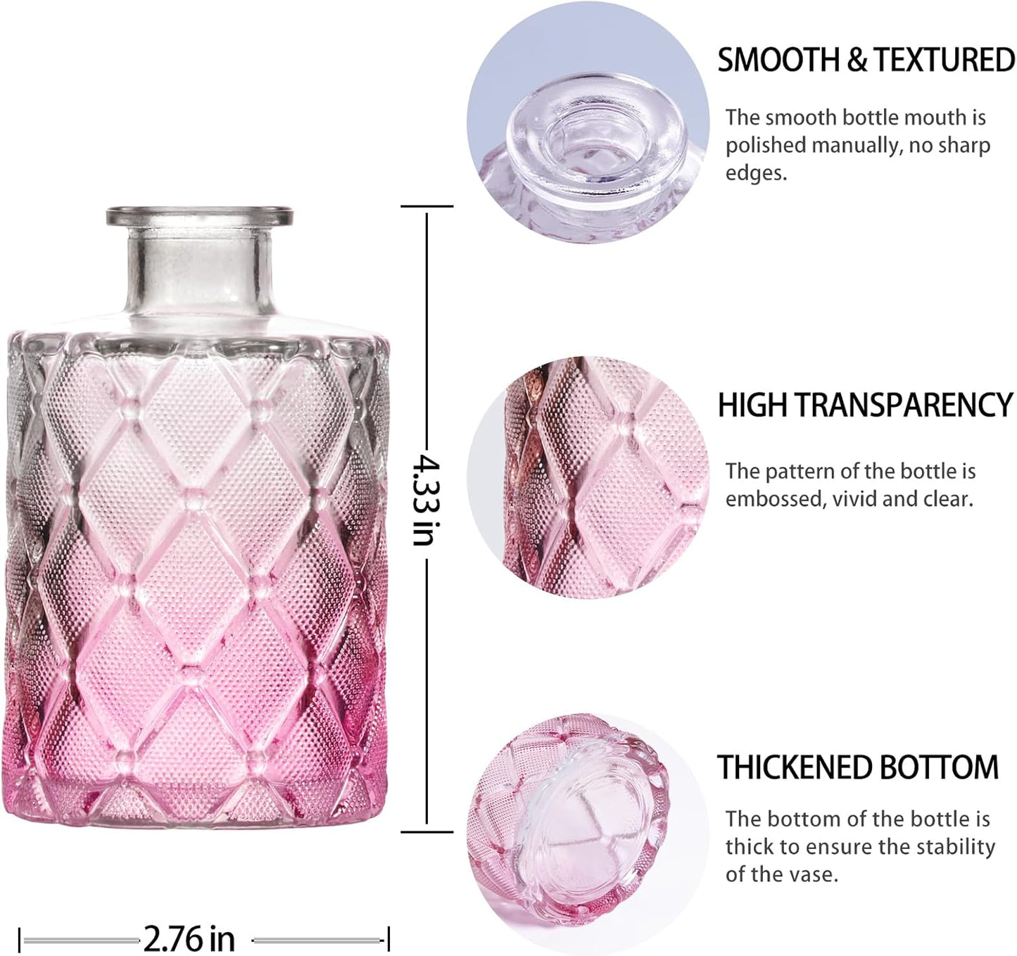 Ollieroo 24Pcs Glass Bud Vases Set, Small Pink Vases in Bulk for Flowers Arrangements, Floral Vintage Rustic Vase for Wedding Party Centerpiece Table Decorations, Entryways, Home