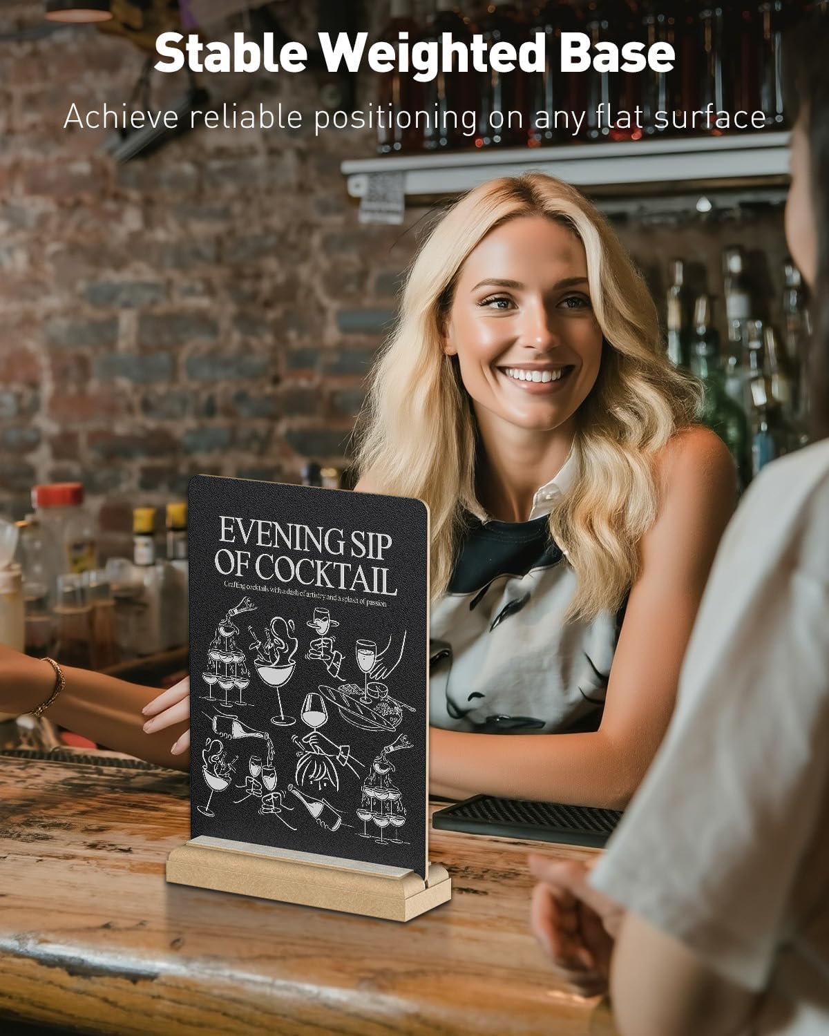 Uniclife Small Chalkboard Sign with Stand & Chalk Markers, 5.9 x 8 Inch, Double-Sided Wooden Chalk Board Sign for Tables, Reusable Message Board, Menu Board for Wedding Party Restaurant Food Display