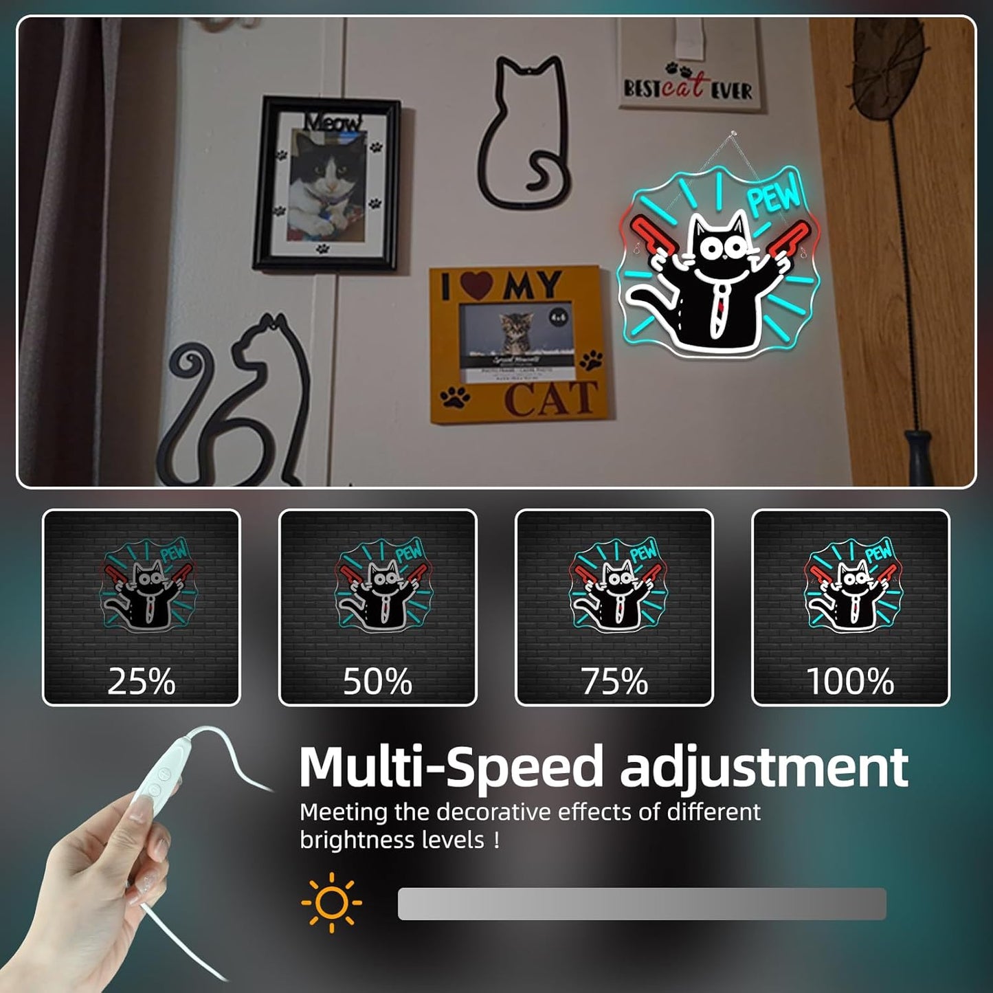 Cat Neon Sign Pew Led Light Cute Neon Signs For Wall Decor Bar Light Up For Game Room Bedroom Cat Cafe Pet Party Decoration Cat Lovers Kids Gifts