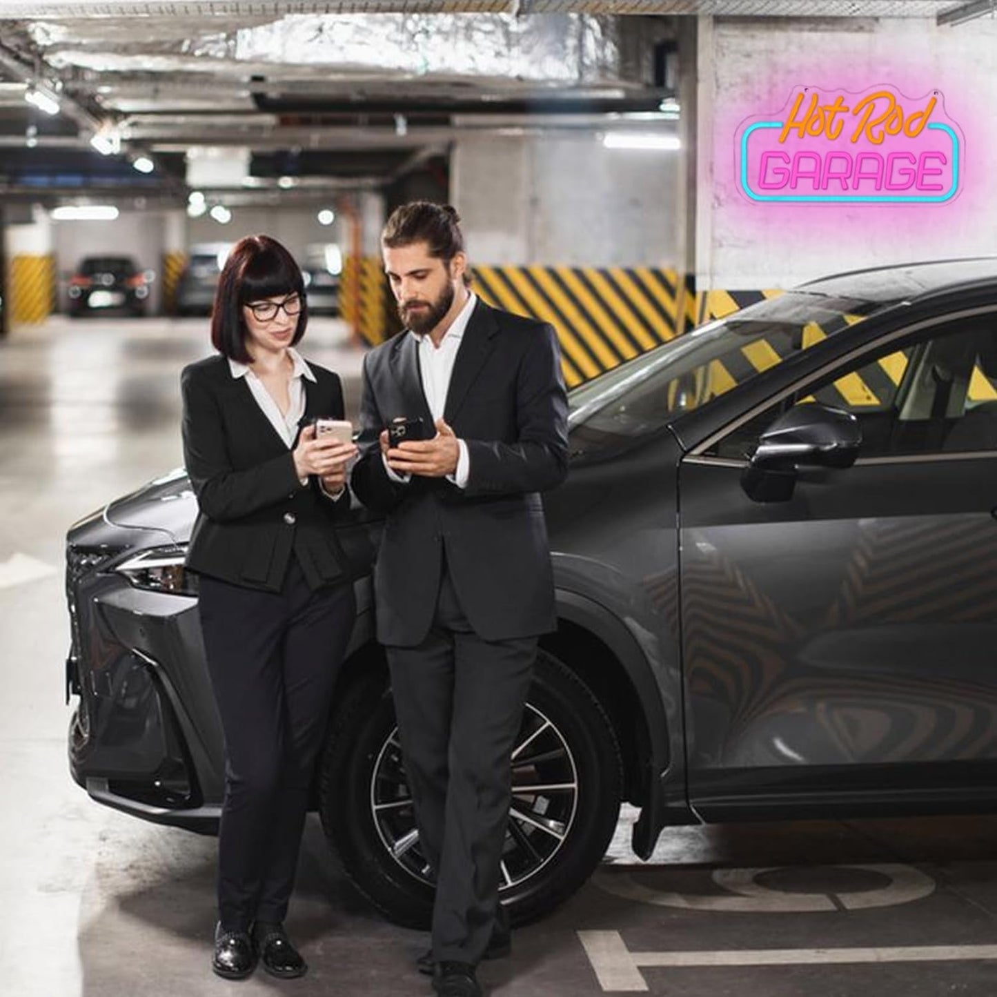 Hot Rod Garage Neon Sign for Wall Decor Garage Neon Light Parking LED Neon Sign Colorful Led Neon Light for Garage Man Cave Mall Decoration