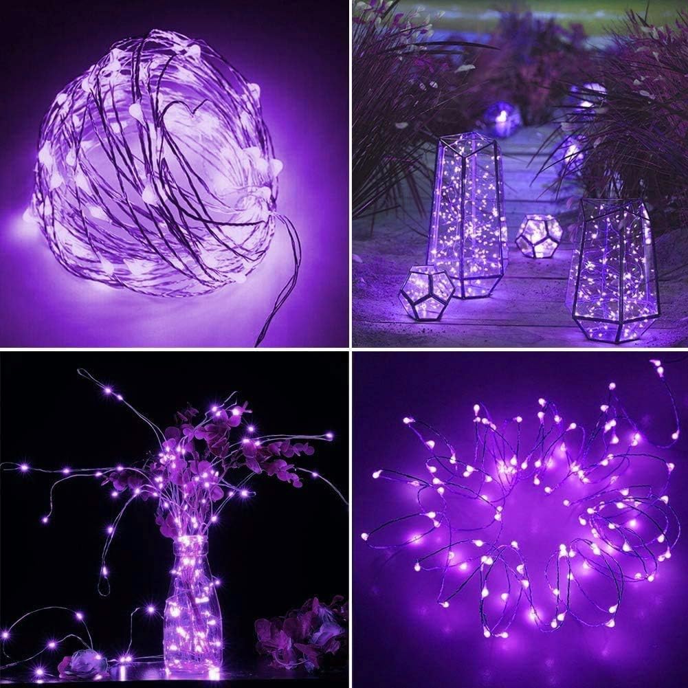 24 Pack LED Fairy Lights Battery Operated 7Ft 20Led Mini String Lights Waterproof Christmas for Mason Jars Bedroom DIY Party Wedding Christmas Decor Purple