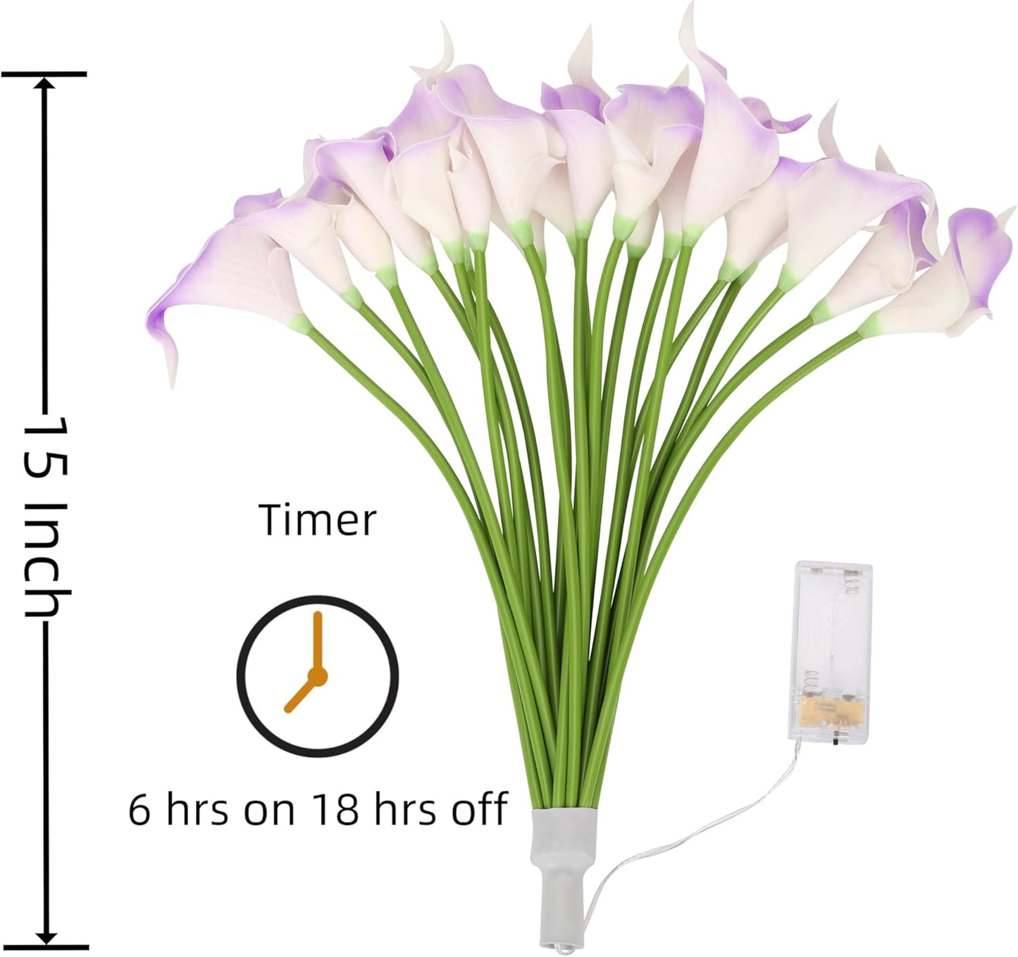 20pcs Artificial Calla Lily Bouquet Lamp Faux Floarl Night Light Real Touch Flower Night Lamp LED Calla Lily Lighted Artificial Flower for Her Gifts Home Kitchen Decor(Light Purple)