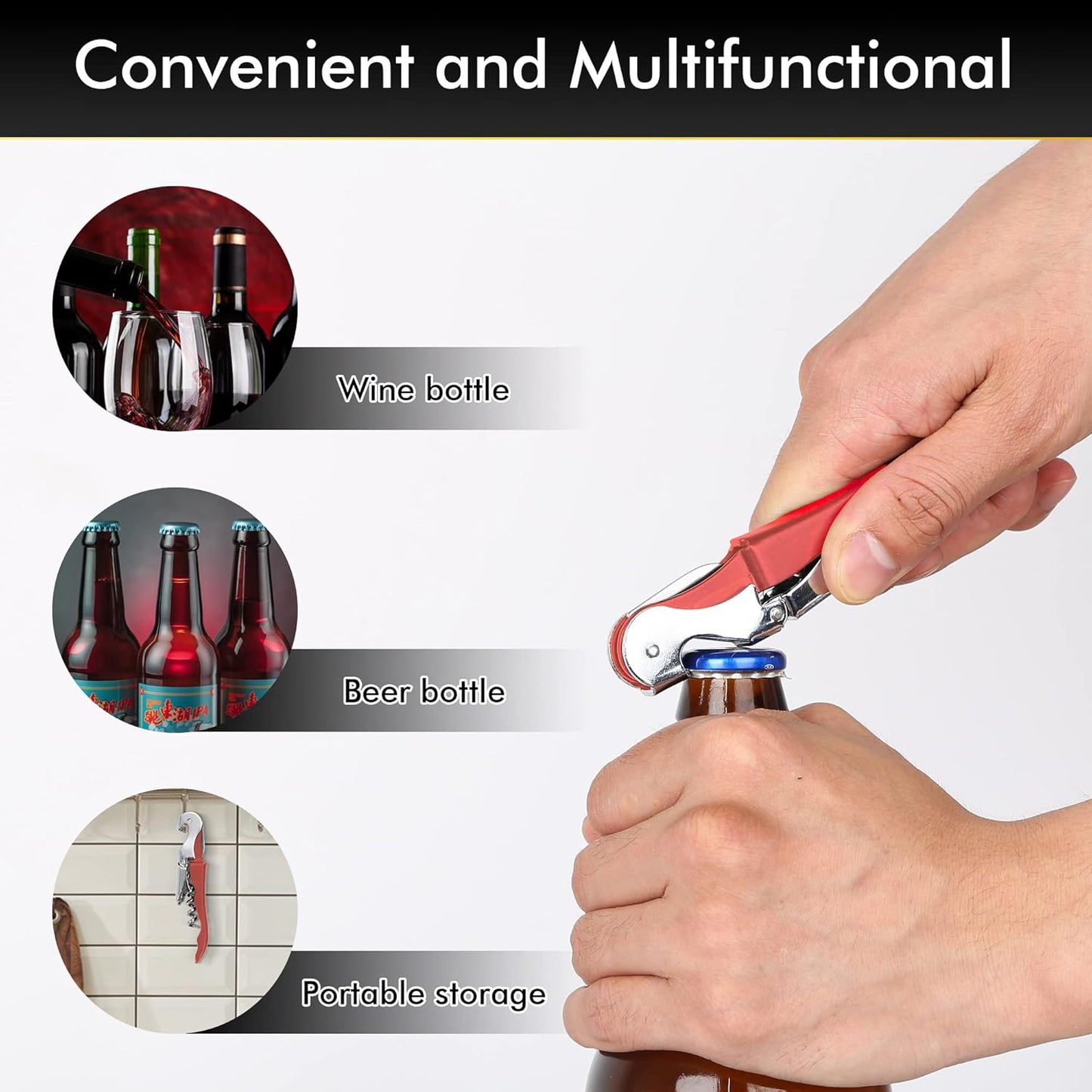 Professional Waiter Corkscrew Wine Openers Set, Heavy Duty Stainless Steel Hinges Wine Key for Restaurant Waiters, Sommelier, Bartenders