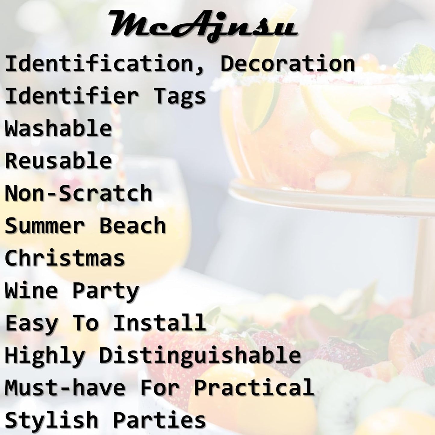 24Pcs Wine Glass Charms & Markers - Reusable Identifier Tags for Stem Glasses - Funny Non-Scratch Charms for Summer Beach, Christmas & Wine Party