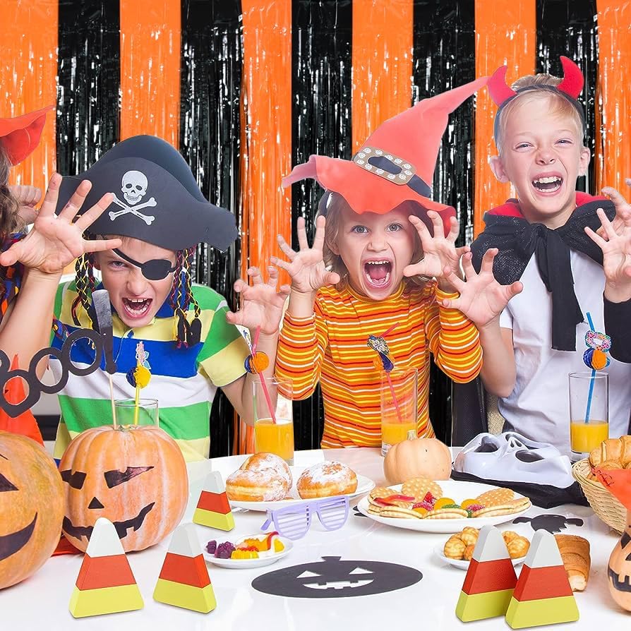 TONIFUL 2Pcs Black Orange Door Streamers,Photo Booth Backdrop Metallic Streamers Foil Fringe Curtains for Birthday,Christmas,New Year,Bachelorette,Halloween Party Streamers Decor(9.9ft x 6.6ft)