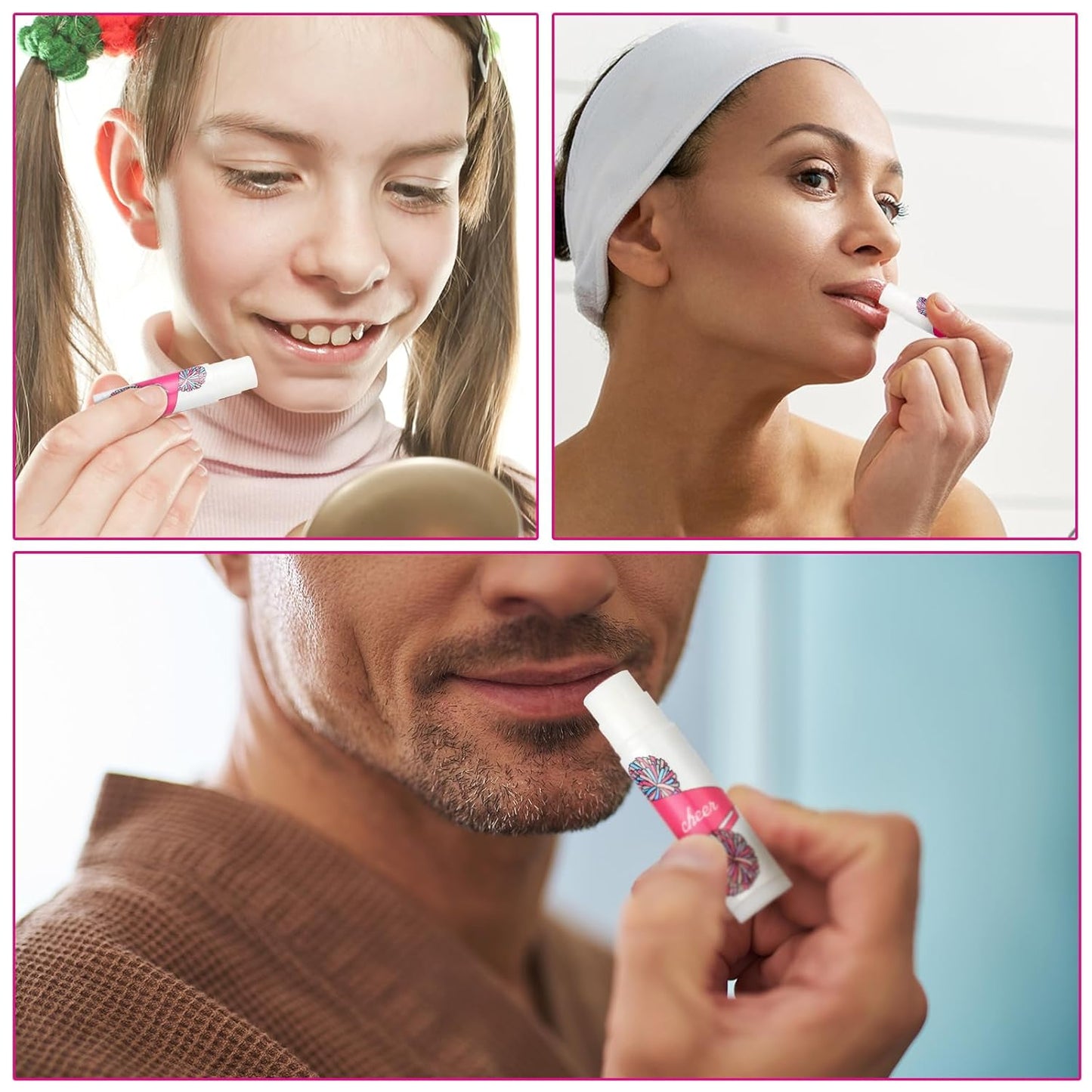 24 Pcs Cheer Lip Balm Cheer Teams Camp Gifts Pom Pom Leaders Party Favors Gear Lip Balm Mom Gift for Competitive Party Guest Supplies(Pink)