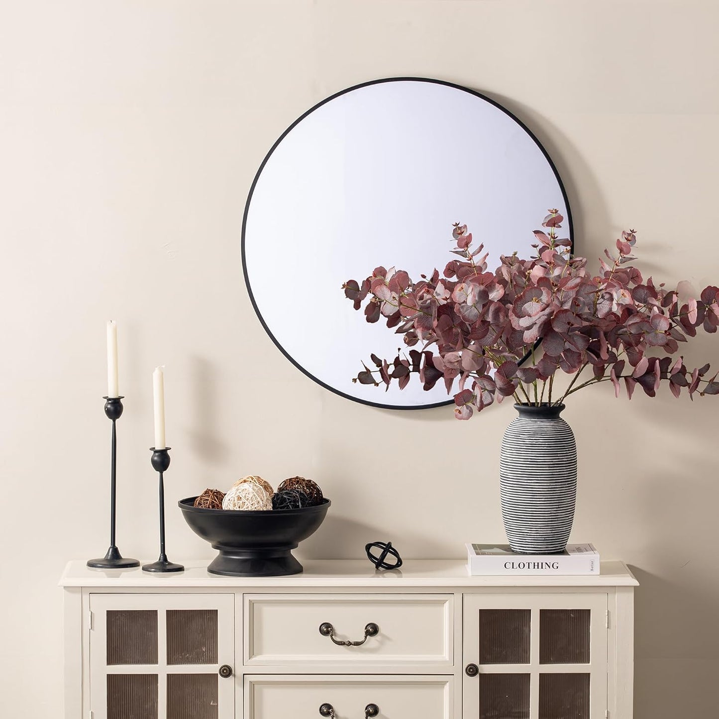 Ceramic Rustic Vase, Large Flower Farmhouse Vases Home Decor, 12.5" Tall Pottery Decorative Pampas Vase for Table Living Room Entryway Mantel Bookshelf Bedroom Bathroom Kitchen-Black