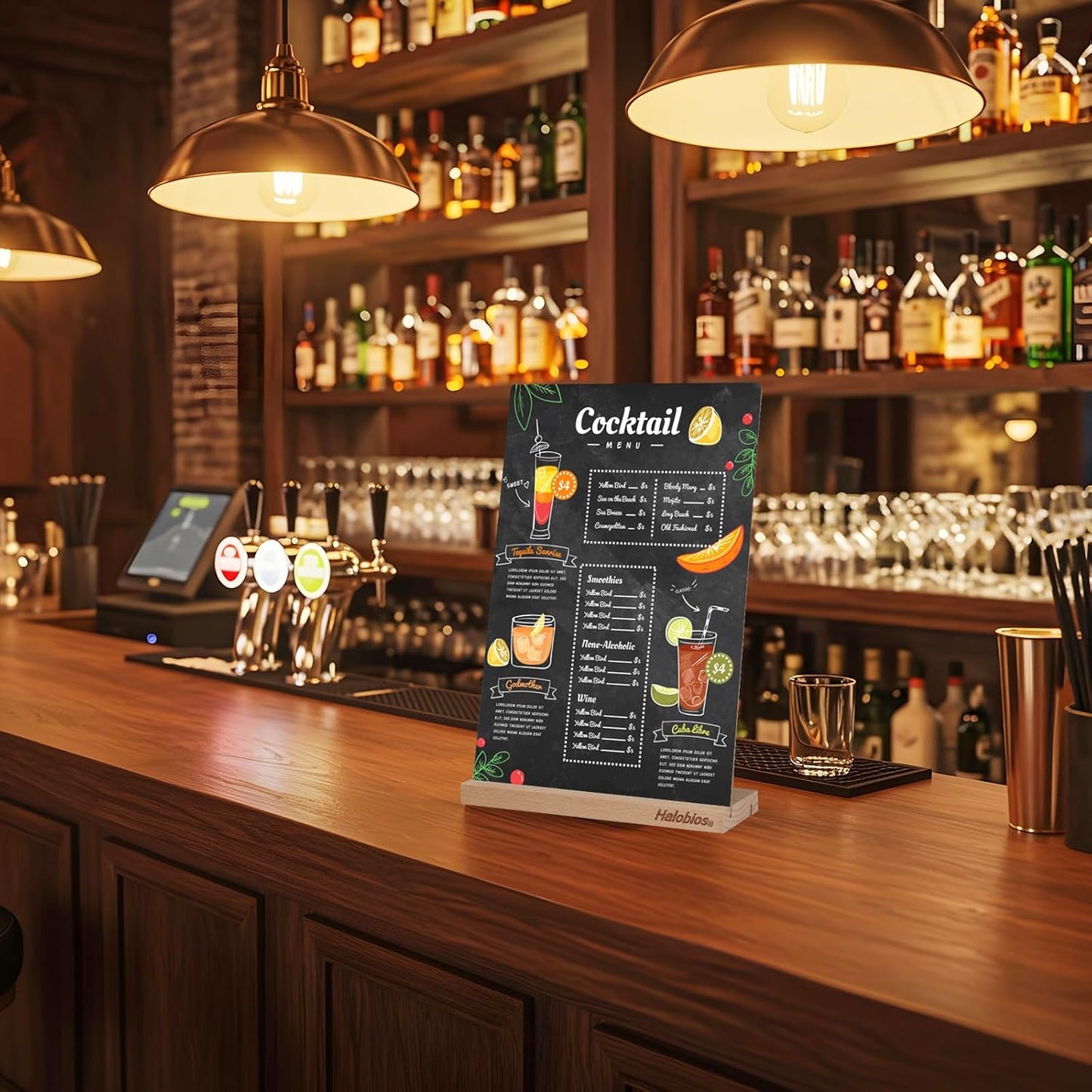 Chalkboard with Beech-Wood Base, 8 x 12 inch Tabletop Message Boards Menu Chalkboard Stand, Double Sided Blackboard for Party, Tables Decoration, Wedding, Bar and Restaurant