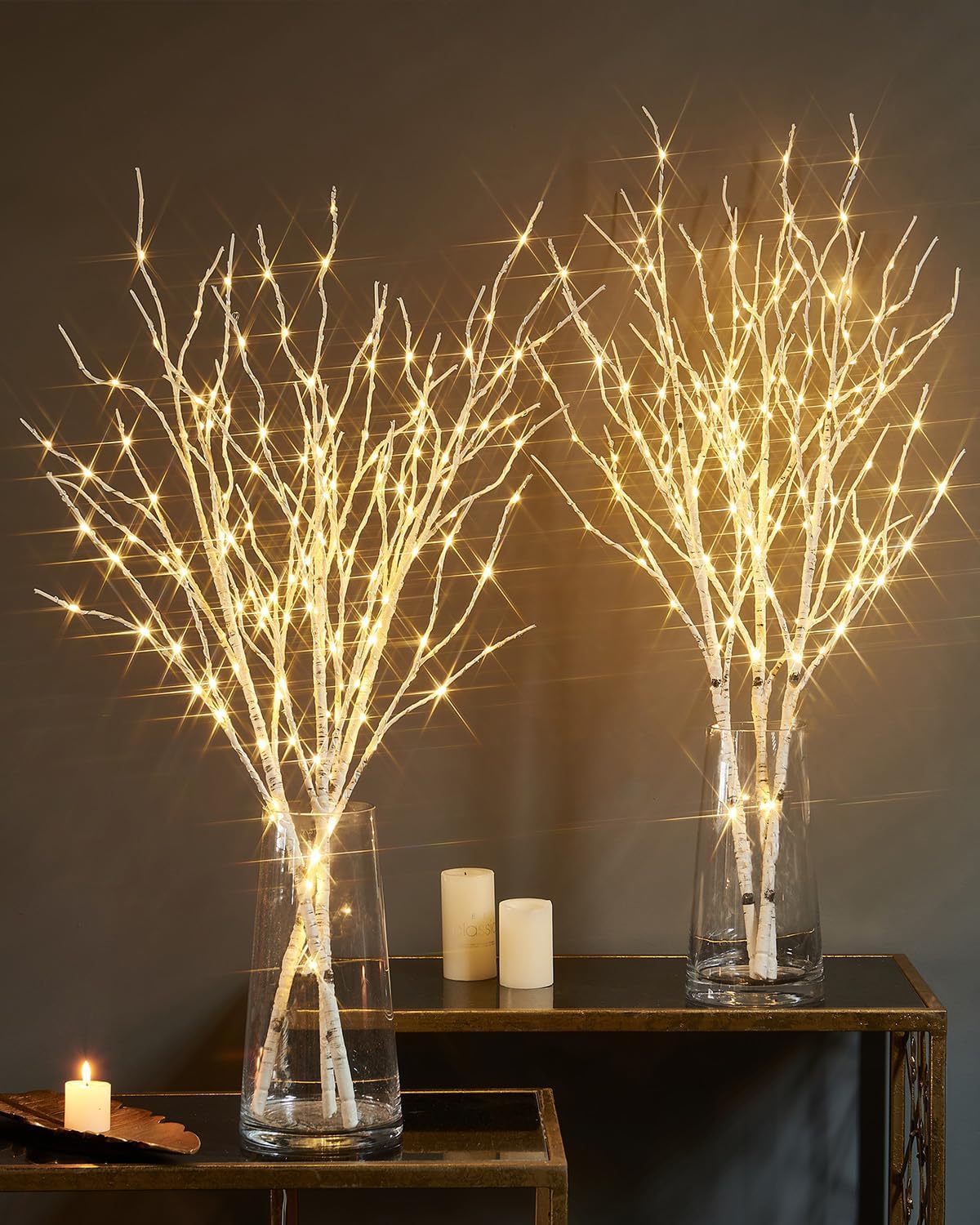 Birchlitland Lighted Birch Branch with Fairy Lights 32IN 150 LED Plug in, Artificial White Willow Branch with Timer for Christmas Holiday Wedding Party