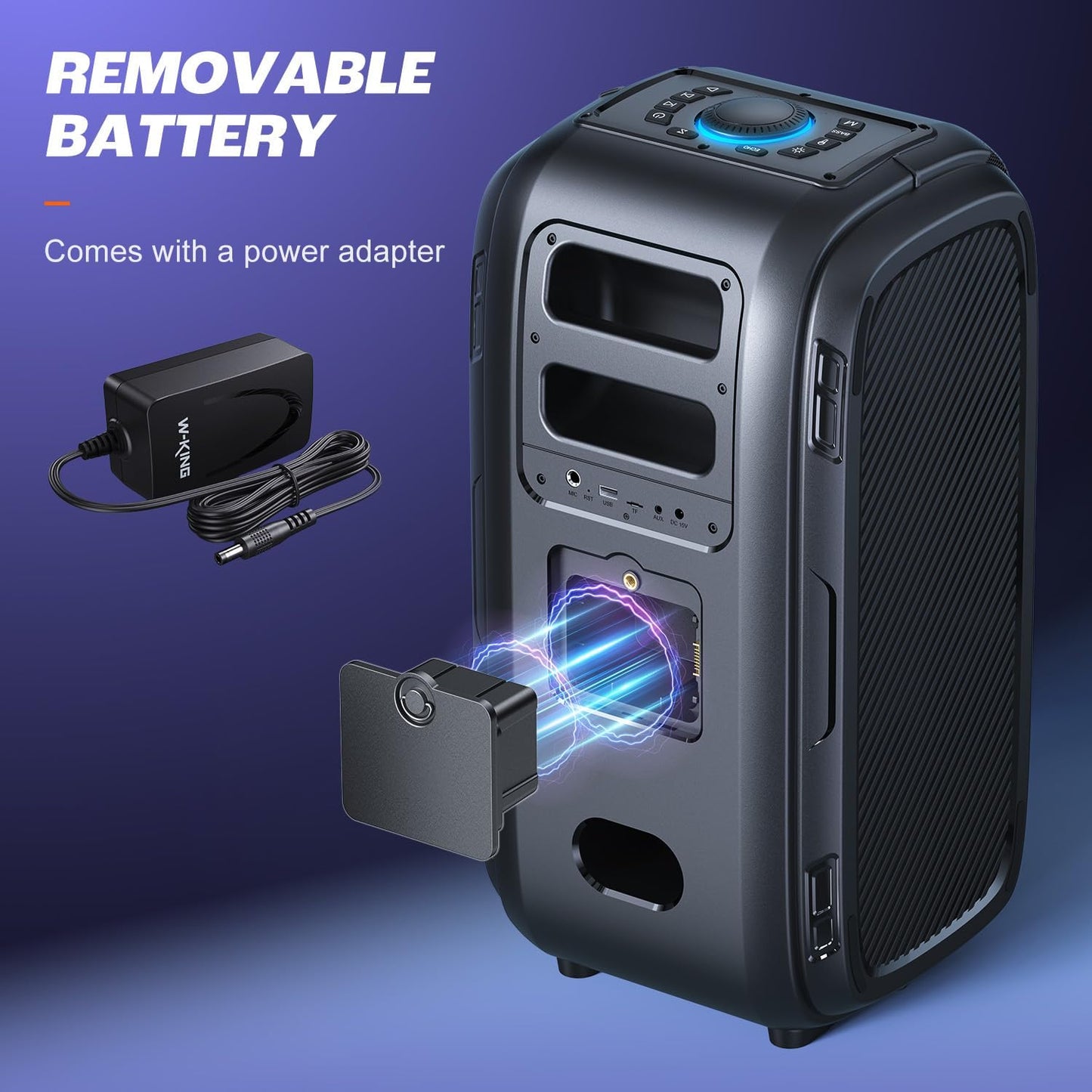 W-KING 270W PEAK Party Large Bluetooth Speaker Loudest Boom Box/12 Custom Bass/Massive 125dB 6.5''x2 Subwoofer Deepest Bass, Big Portable Speaker Wireless, IPX5/MIC>R in/USB/TF/AUX,Removable Battery