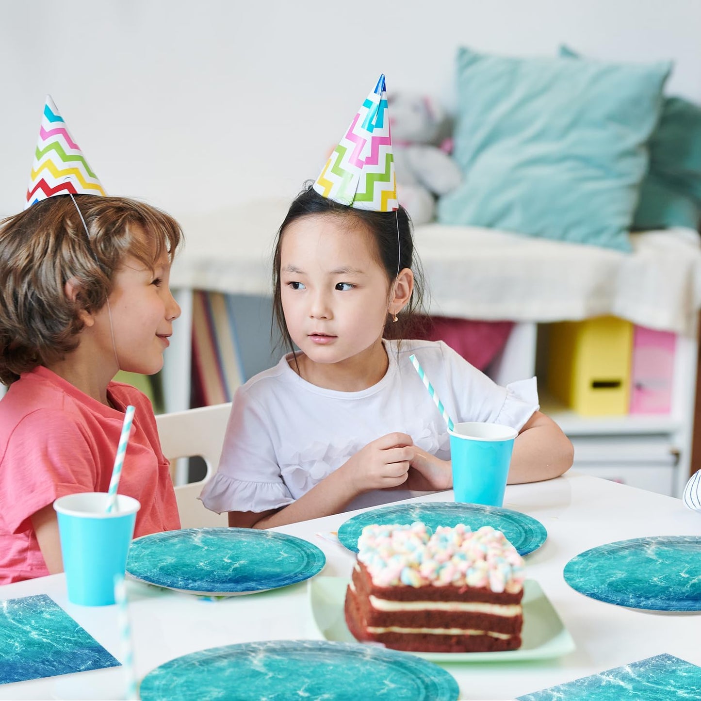 40pcs Ocean Themed Birthday Party Decorations Under the Sea Party,Ocean Waves Plates and Napkins,Suitable for 20 Guests