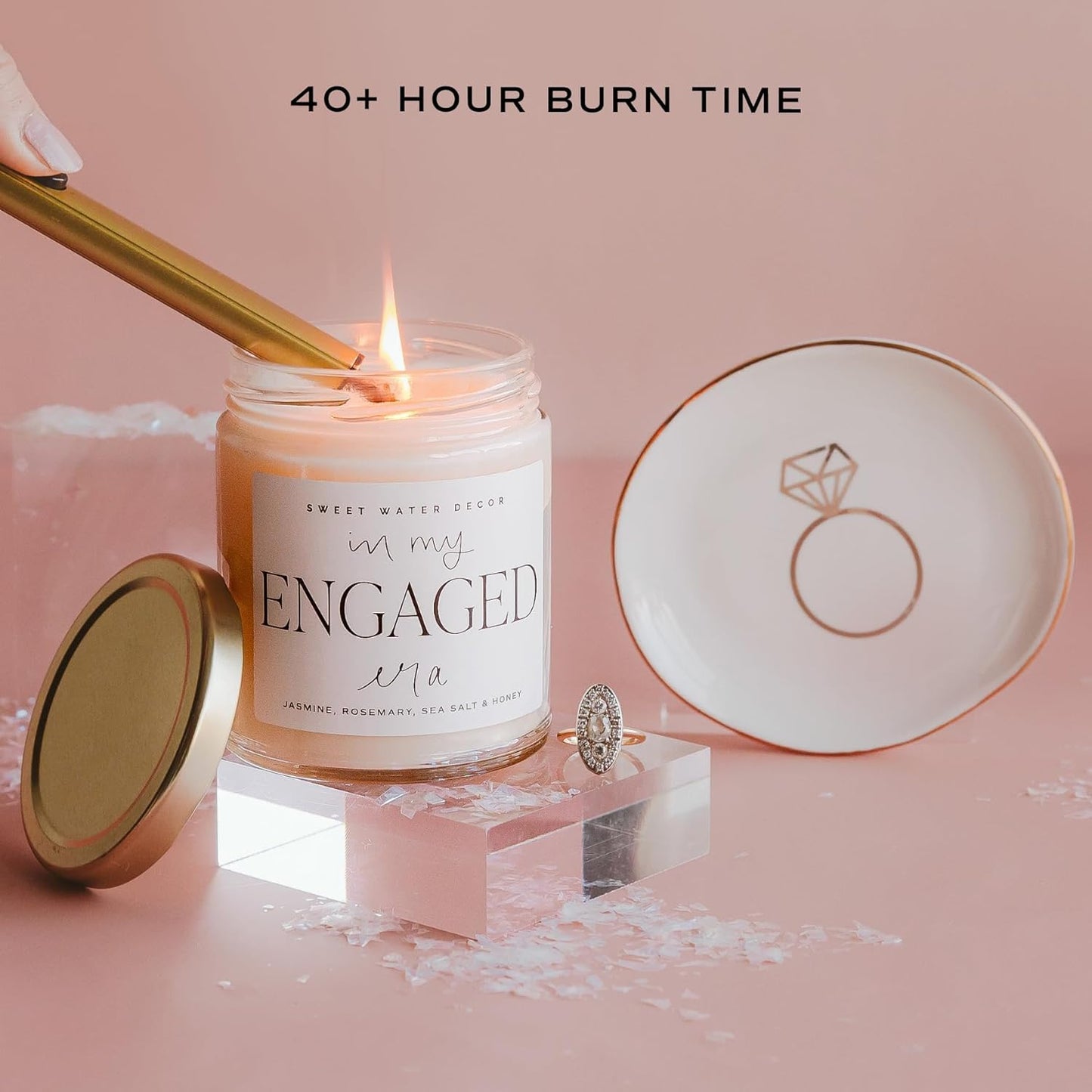 Sweet Water Decor in My Engaged Era Candle - Engagement and Bridal Shower Gifts for Her - 9 oz Soy Candle in Clear Jar with 40+ Hours Burn Time, Made in The USA