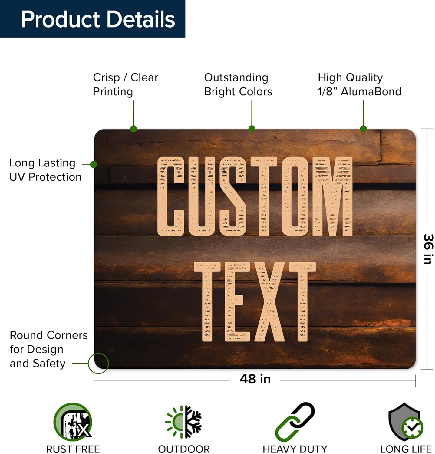 Custom Sign, Custom Street Sign, 11 Font Colors, 13 Font Styles, 4 Hole Options, 22 Sizes, 36x48 Inches, Rust Free DiBound, Fade Resistant, Made in USA by My Sign Center (Vintage Wood)