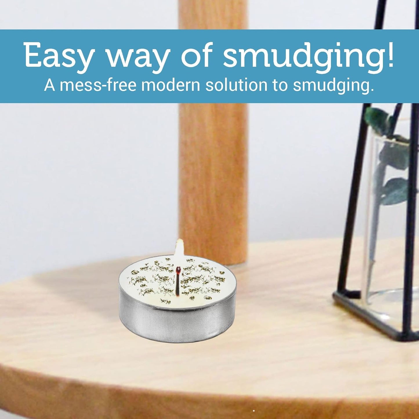 SOUL STICKS 12 Pack Little Smudgies Tealight Candles Smudge Candle for Cleansing House, Meditation, Chakra Healing | Made with Crystals and Herbs (White Sage)