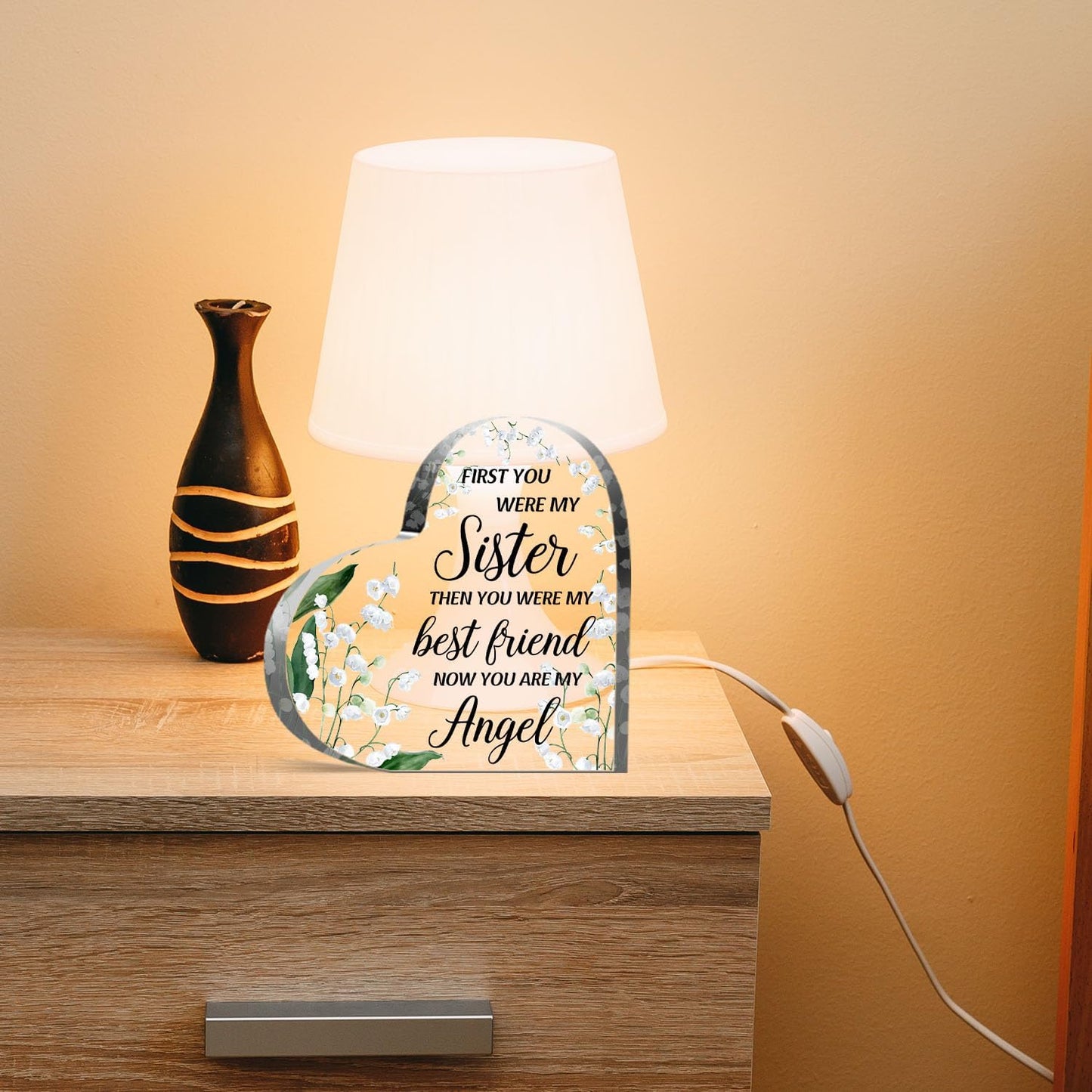 Sympathy Gifts for Loss of Sister, Memorial Gifts for Friends Female Women, In Memory of Sister Acrylic Heart Plaque, Funeral Remembrance Decor Ornament Sign, Bereavement Condolences Grief Gifts