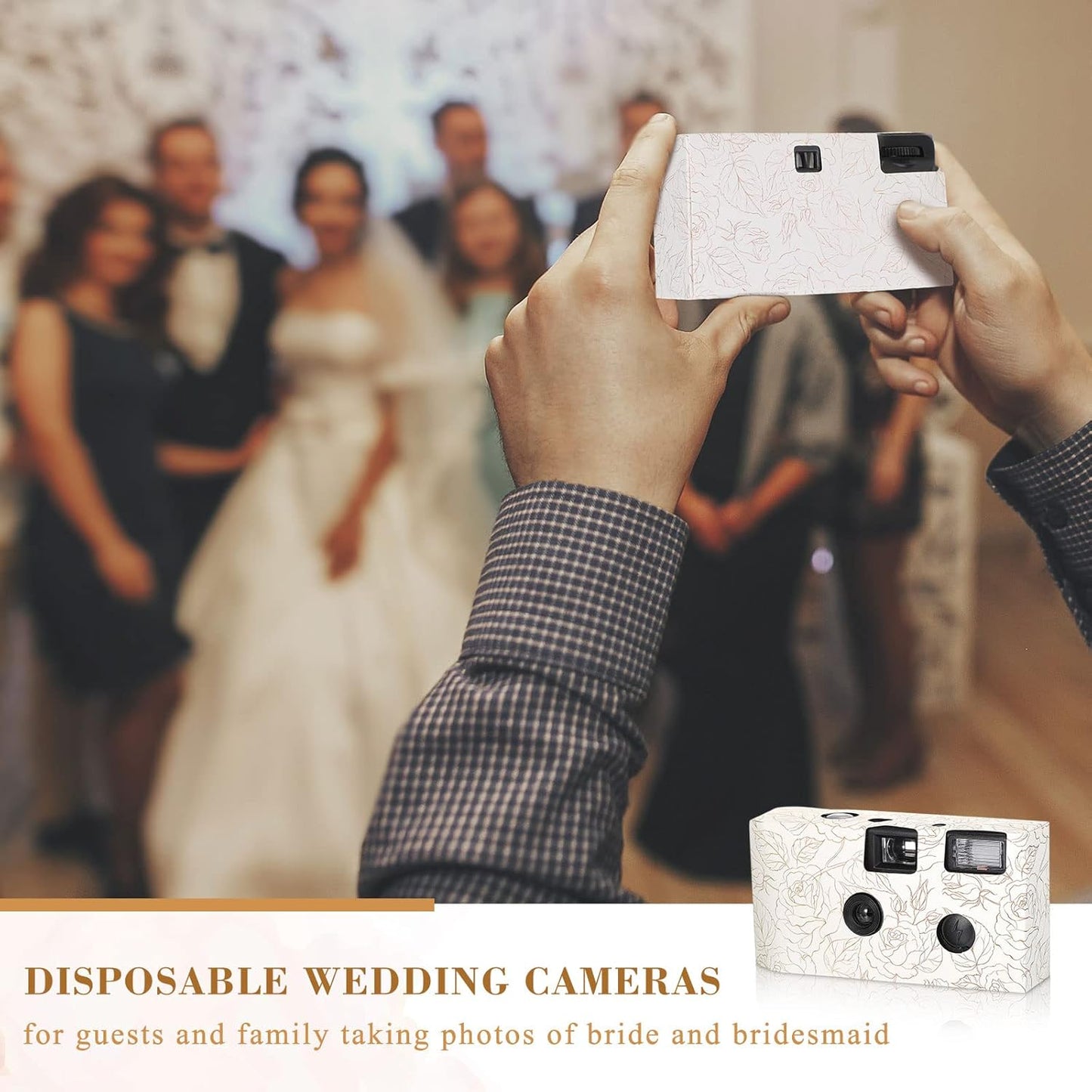 Zhengmy 4 Pack Disposable Camera for Wedding,34mm Single Use Camera with Flash One Time for Gathering Wedding Anniversary Travel Party Supply(Fresh Style, Black White Film)