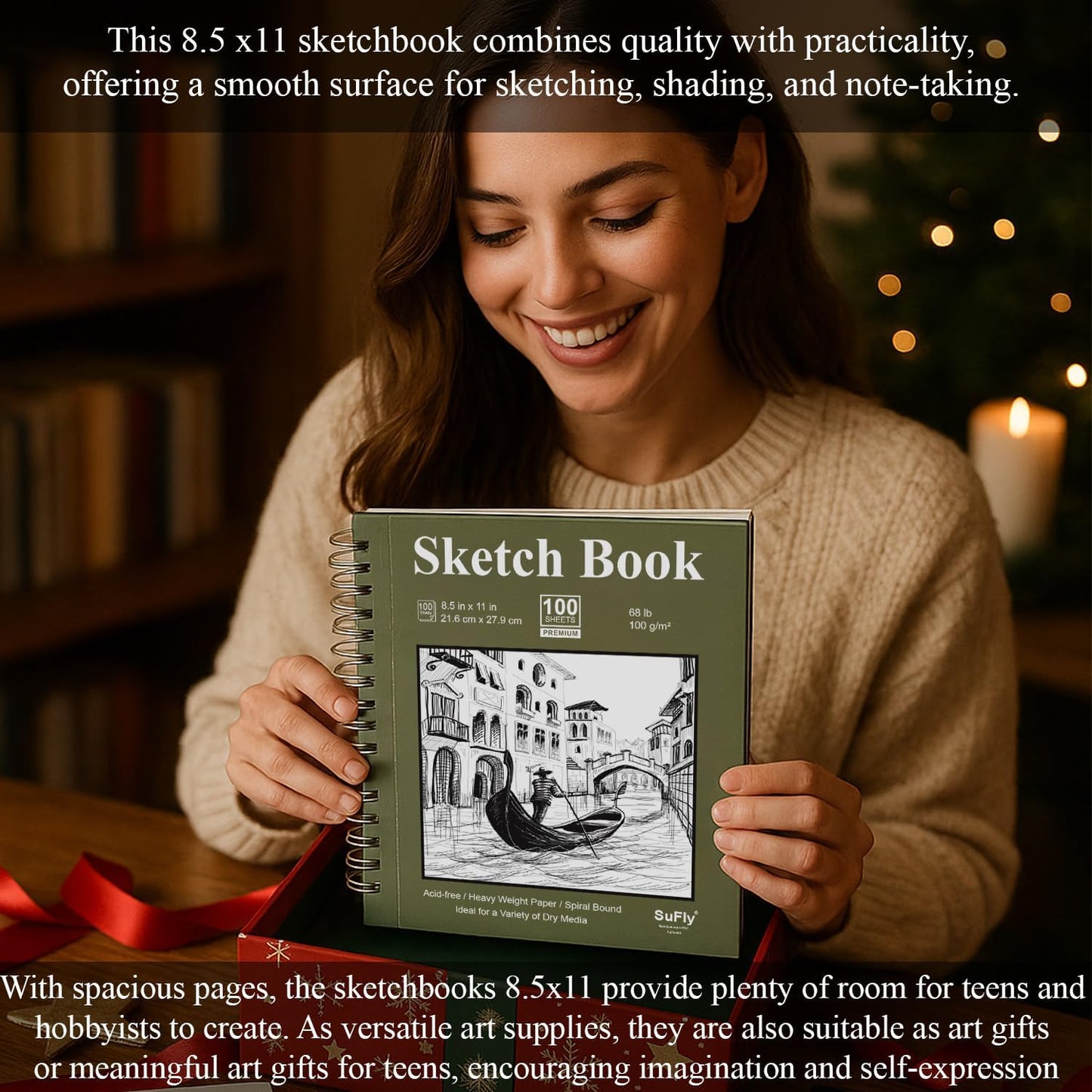 Sketch Book 8.5 x 11, Sketch Pad, Pack of 1 (68lb/100gsm), 100 Sheets Spiral Sketchbook, Acid Free Drawing Paper, Sketch Pads for Drawing for Adults, Art Paper for Drawing and Painting for Kids.