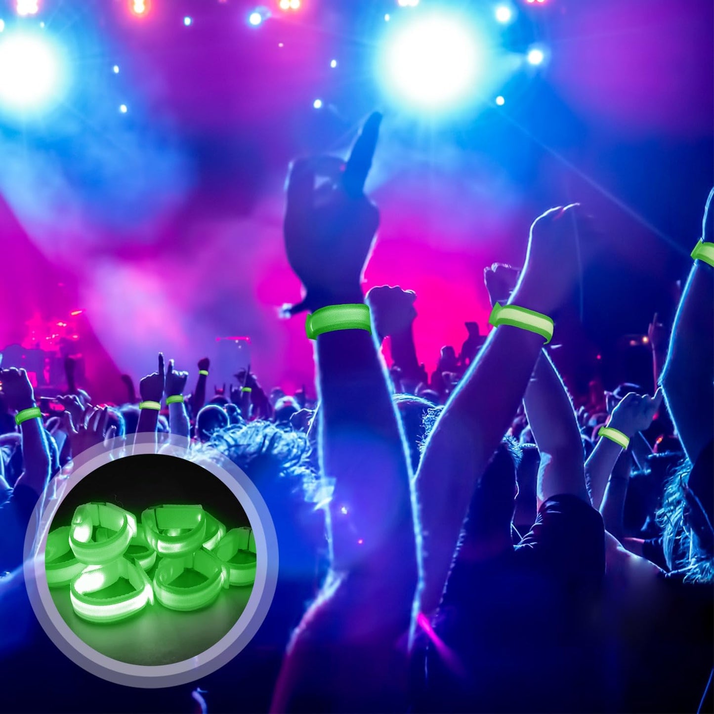 M.best 8pcs LED Light Up Bracelets Glow Flashing Wristbands Glow in The Dark Party Supplies for Wedding, Raves, Concert, Camping,Sporting Events, Party