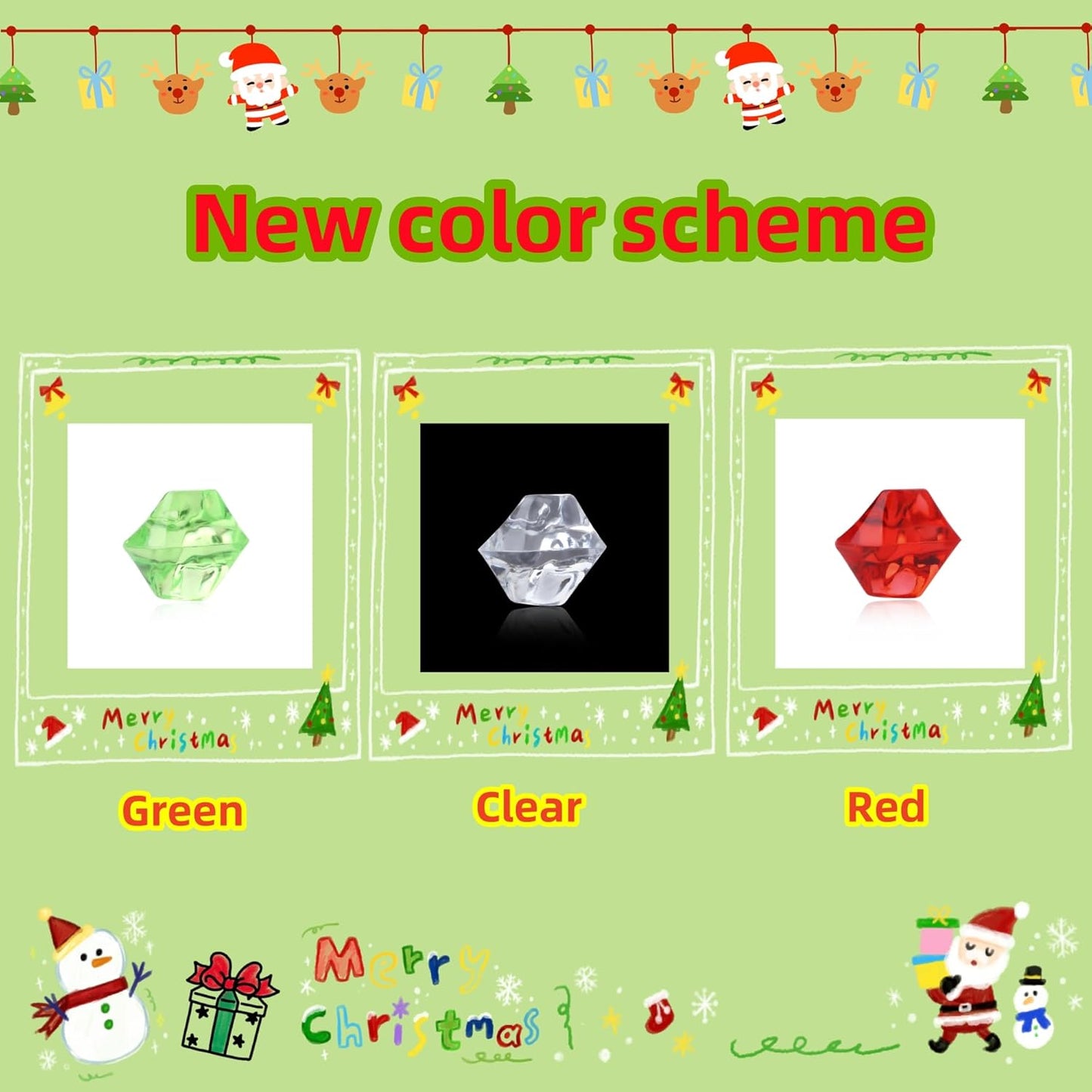 YATOJUZI 500pcs Fake Ice Cubes Christmas Decor Acrylic Crushed Rocks Vase Fillers Plastic Diamonds Gems for DIY Xmas Party Centerpiece Table Scatter Prop Display 0.5"