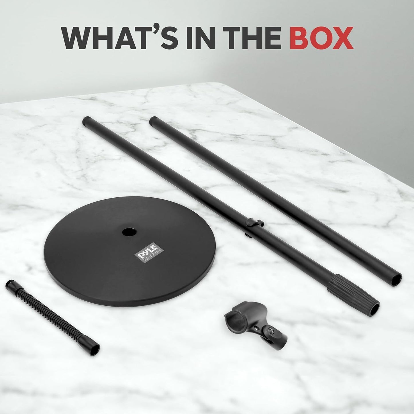 Pyle Universal Microphone Stand - M-6 Mic Holder USA Standard Adapter and Height Adjustable from 31.5” to 60” Inch High w/ Pivotable Gooseneck Mount - Heavy Duty Clutch Tension Knob PMKS32