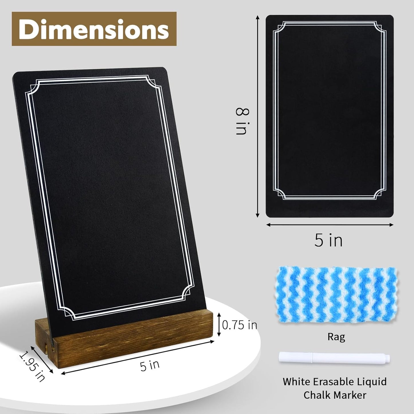 Small Chalkboard Sign with Stand, 8x5'' Table Top Double-Sided Mini Board With Wooden Base for Food Messages, Restaurant, Bar, Party, Store Decoration (1 Pack)