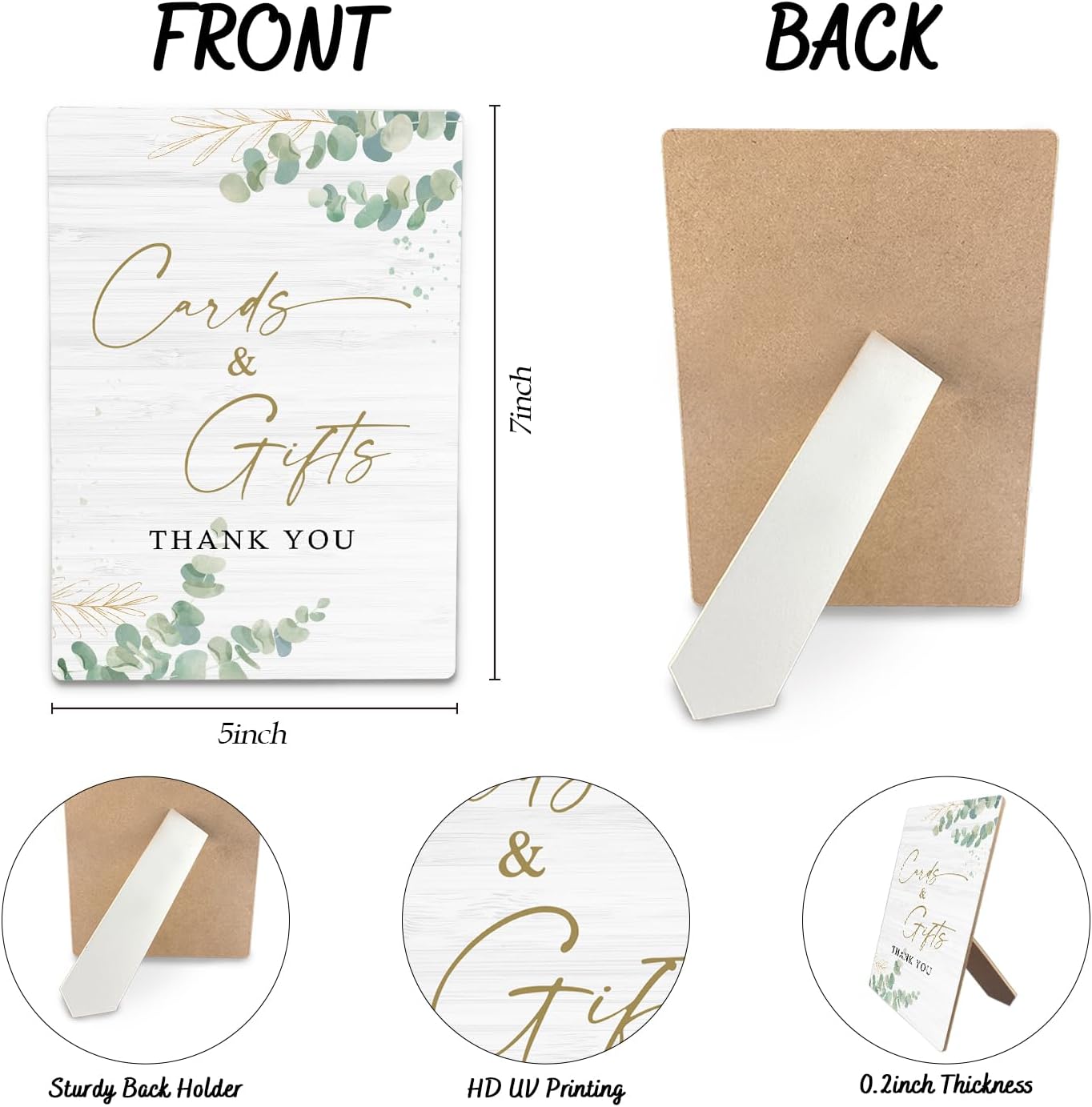 Cards & Gifts Sign, Wedding Party Decorations for Reception, Cards & Gifts Wooden Stand Signs 5x7 Inch for Wedding, Thank You Table Sign