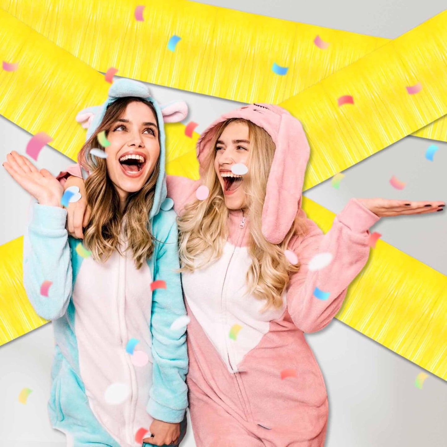 6 Pack 10 Ft Macaron Yellow Foil Fringe Garland Metallic Streamers Tinsel Banner Wall Hanging Garland Backdrop for Parade Floats, Halloween, Christmas, Thanksgiving, New Year Party Decorations