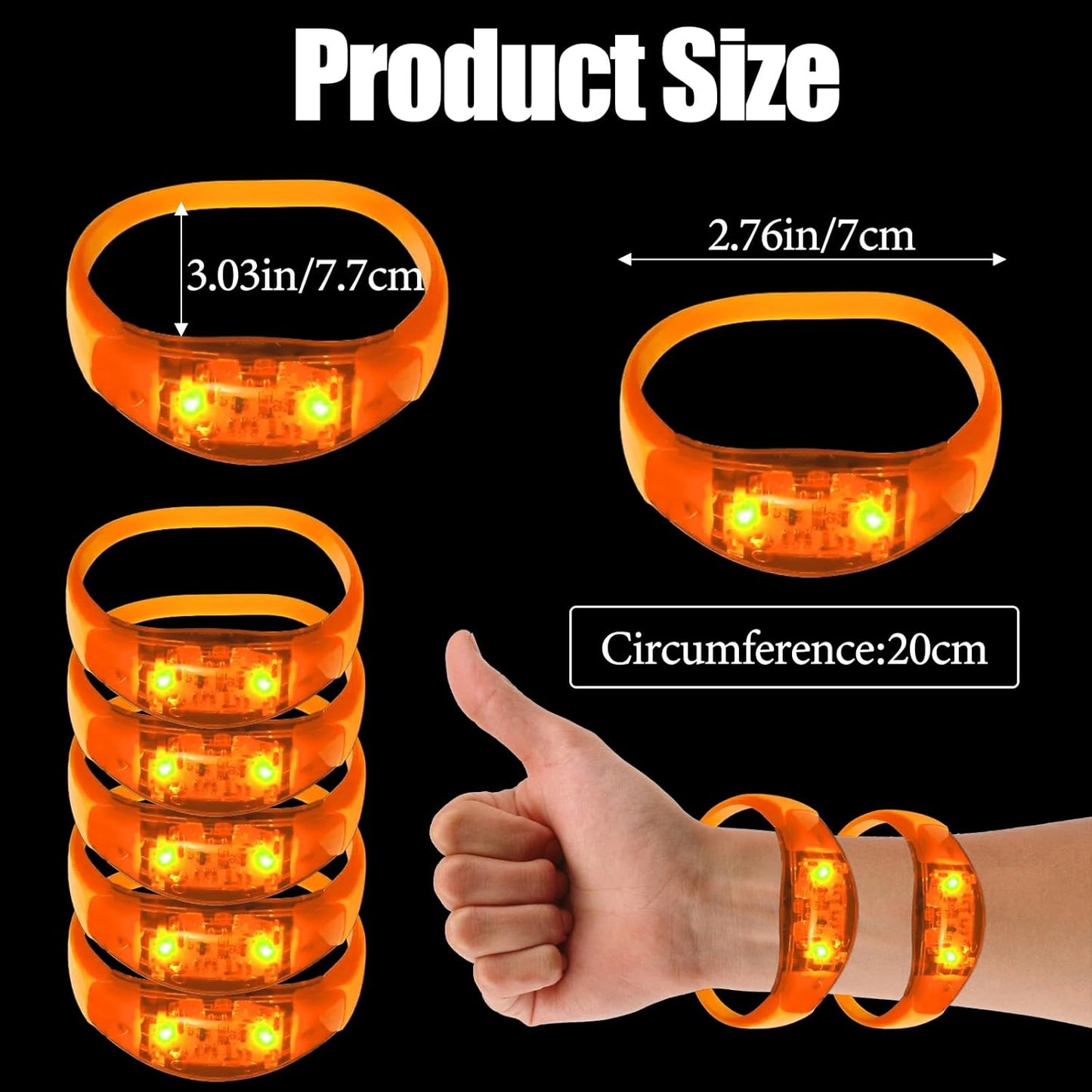 100 Pcs LED Bracelets Sound Activated with Flashing LED Strobe Music Control Light Up Bracelets for Rave, Game Prizes, Birthday Party Favor,Valentine's Day gift