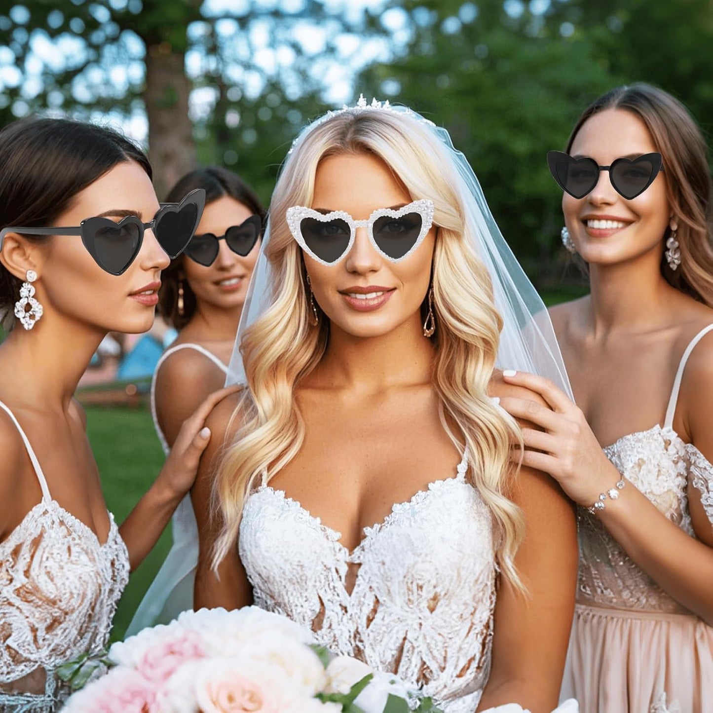 Bachelorette Party Heart Sunglasses 8 Pack Pearl Bride Sunglasses Bridesmaids Sunglasses Party Favor Proposal Gifts