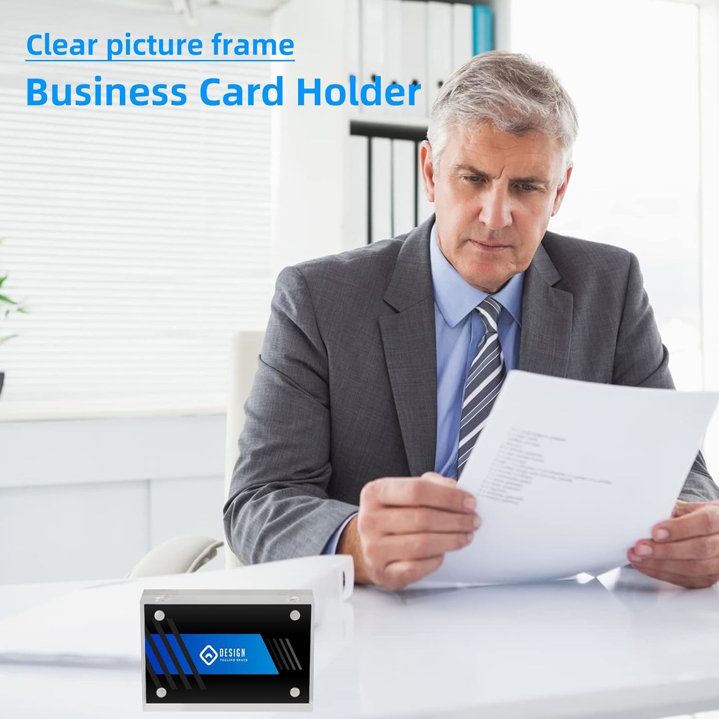 Acrylic Picture Frame 2.5 x 3.5 Clear Acrylic Business Card Frame Double Sided Frameless Magnetic Photo Frames Block Desktop Display Stand for School Office Home Decoration 20mm Thick