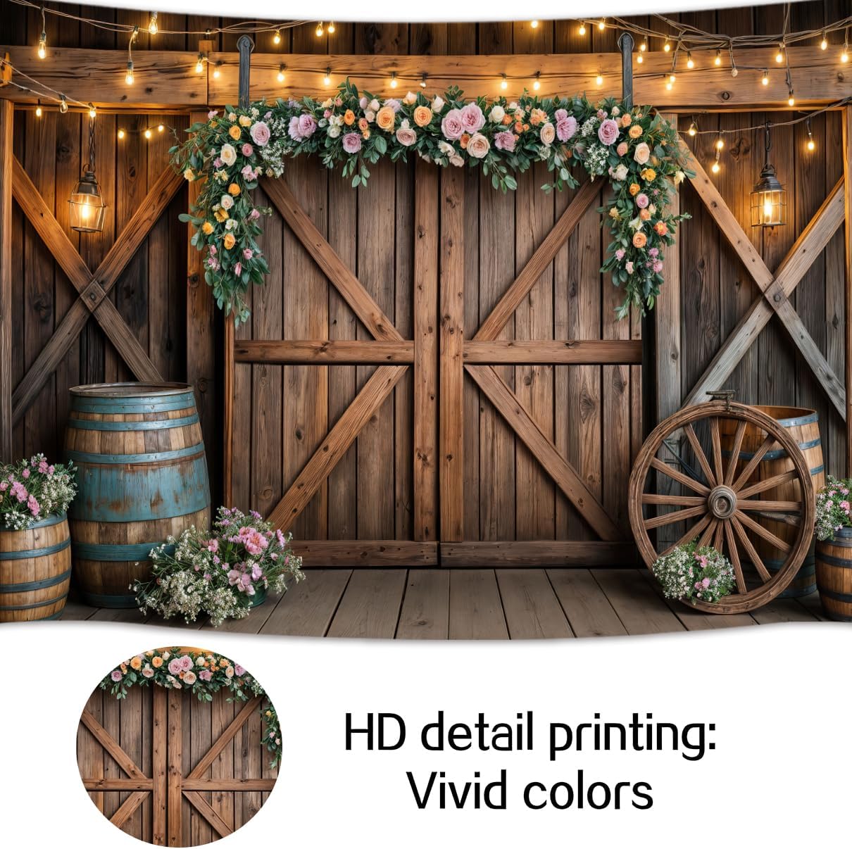 6x6ft Country Wedding Photography Backdrop Rustic Barn Door Photography Backdrop Farmhouse Pink Flower Cabin Wooden Birthday Baby Shower Wedding Bridal Party Banner Photo Booth Props Background