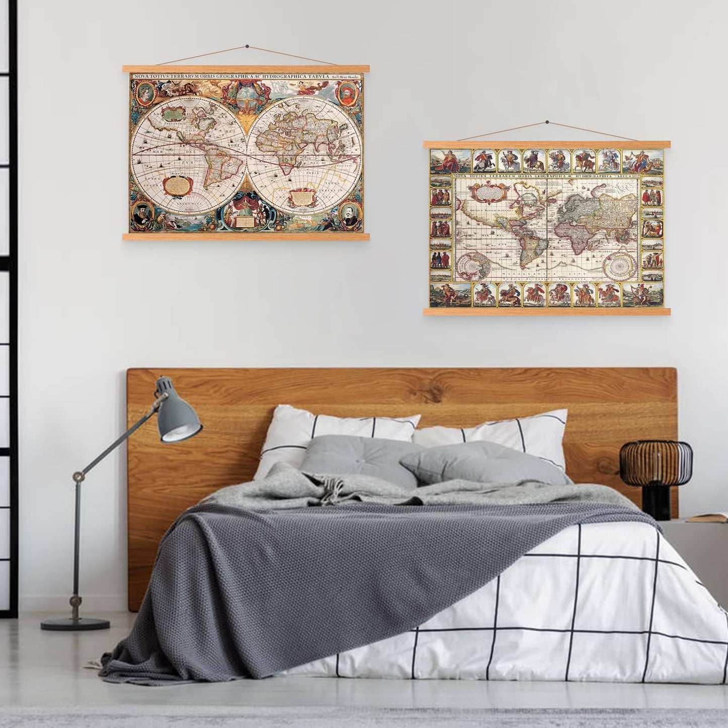 Magnetic Poster Hanger, 31 x 21 31x23 31 x 24 Poster Frame Wood Wooden Magnet Print Posters Dowel Scroll Hanger Hangers Hanging Kit for Walls Map Canvas Artwork (Teak Wood, 31")