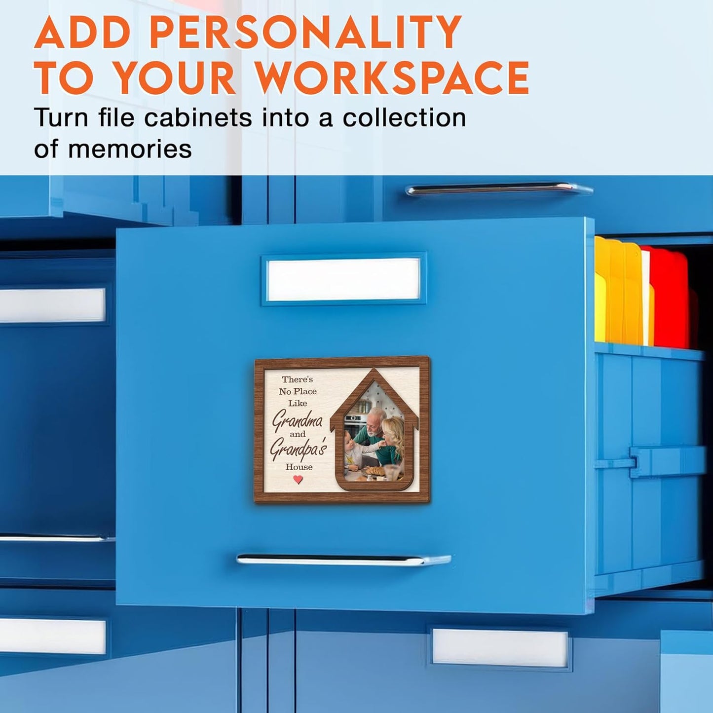 Magnetic Picture Frames - GRANDMA & GRANDPA'S HOUSE - Christmas Gift for Grandparents - Unique Magnet Photo Frame For Women, Men - Magnetic Frames for Refrigerator, Locker & More