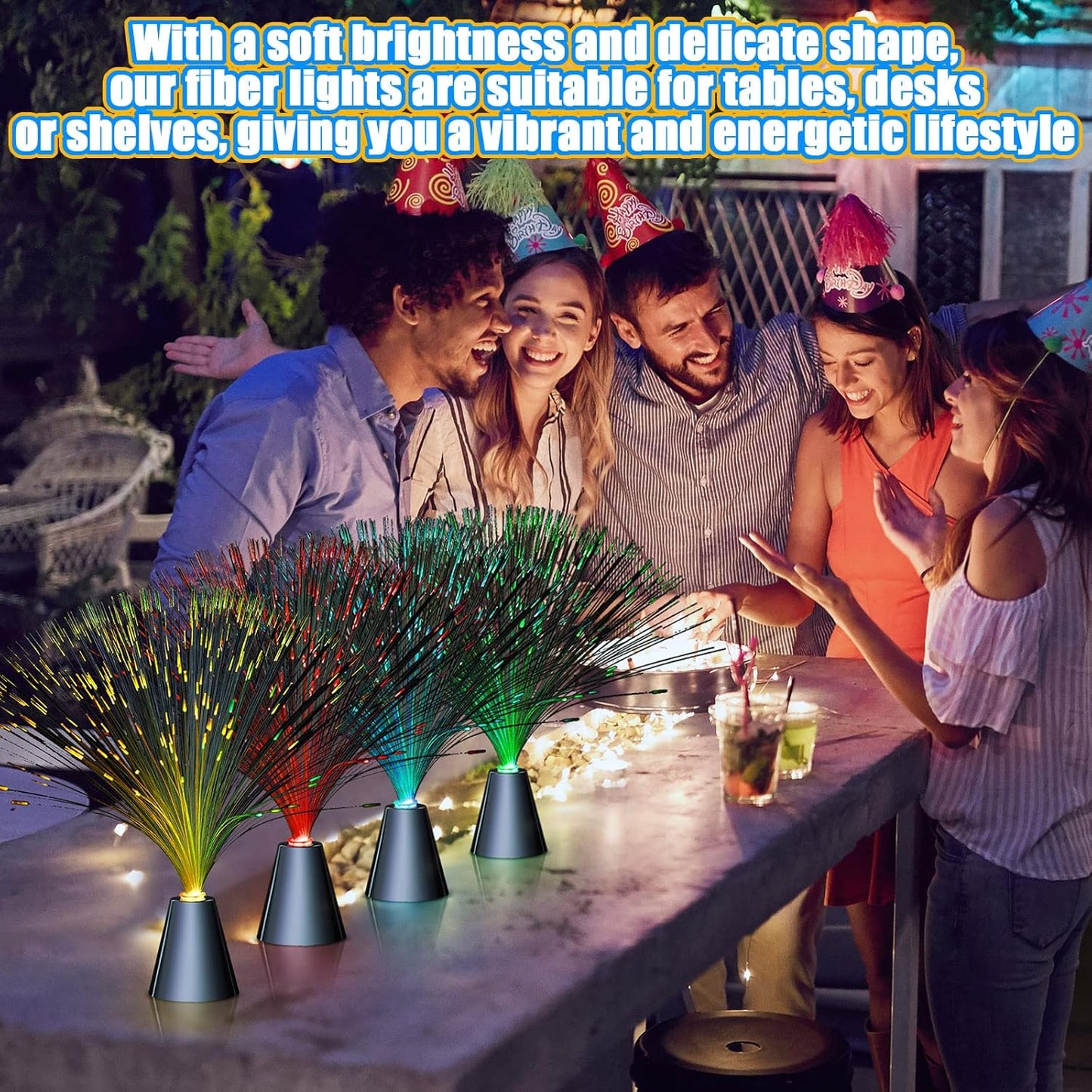 Patelai 16 Pcs LED Fiber Optic Lamp Color Changing Fiber Optic Night Light with Multicolor Glow Decorative Table Centerpiece for Sensory Bedroom Halloween Party Holiday Decorations (Metal,Bright)