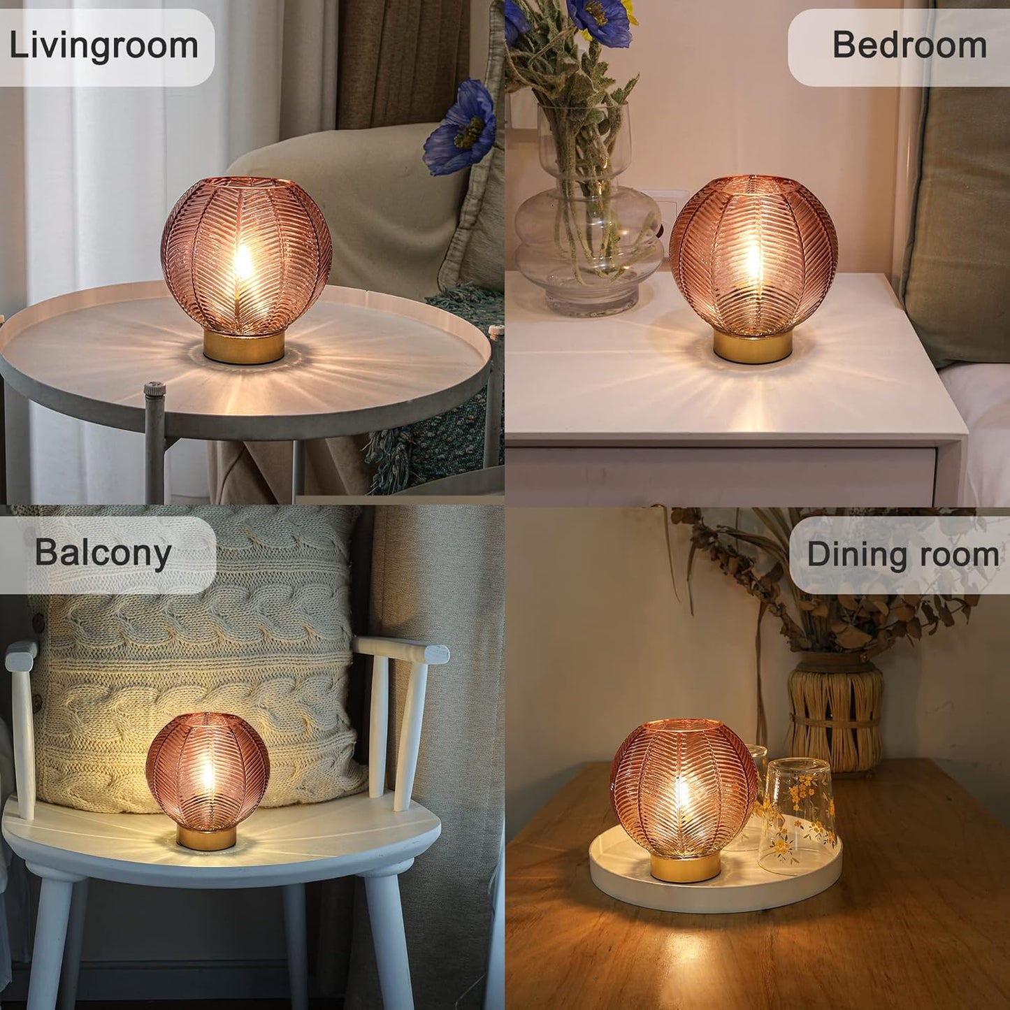 Battery Powered Lamp, Cordless Table Lamps Battery Operated Lamp for Bedside Nightstand, Small Lamps for Living Room Decorative Table Bedroom-Red